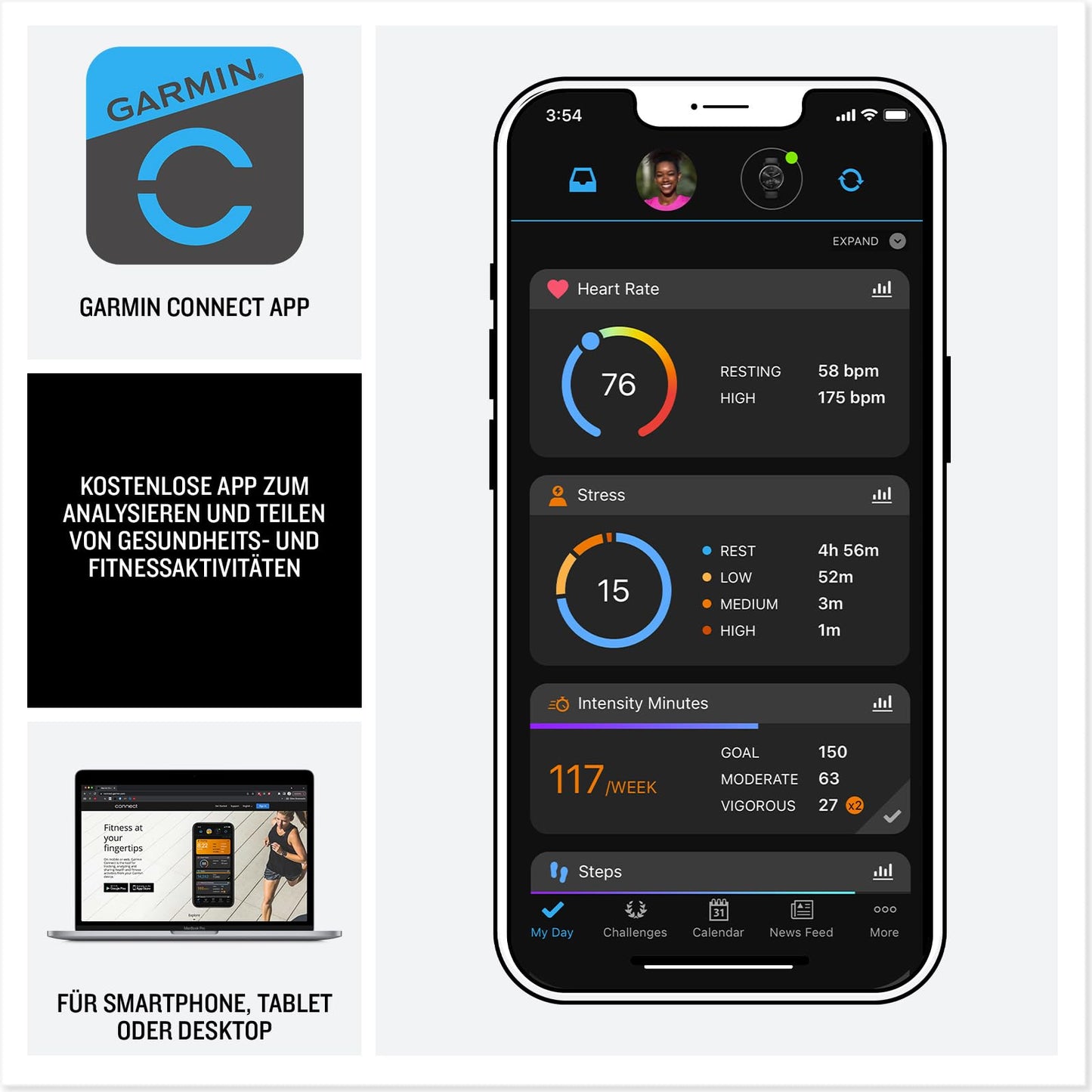 Garmin Venu 3 45mm [renewed] - fitness smartwatch, 1.4" AMOLED touch display, up to 14 days battery life, 30+ sports apps, Bluetooth telephony, GarminMusic, wheelchair mode [refurbished] - 010-N2784-00