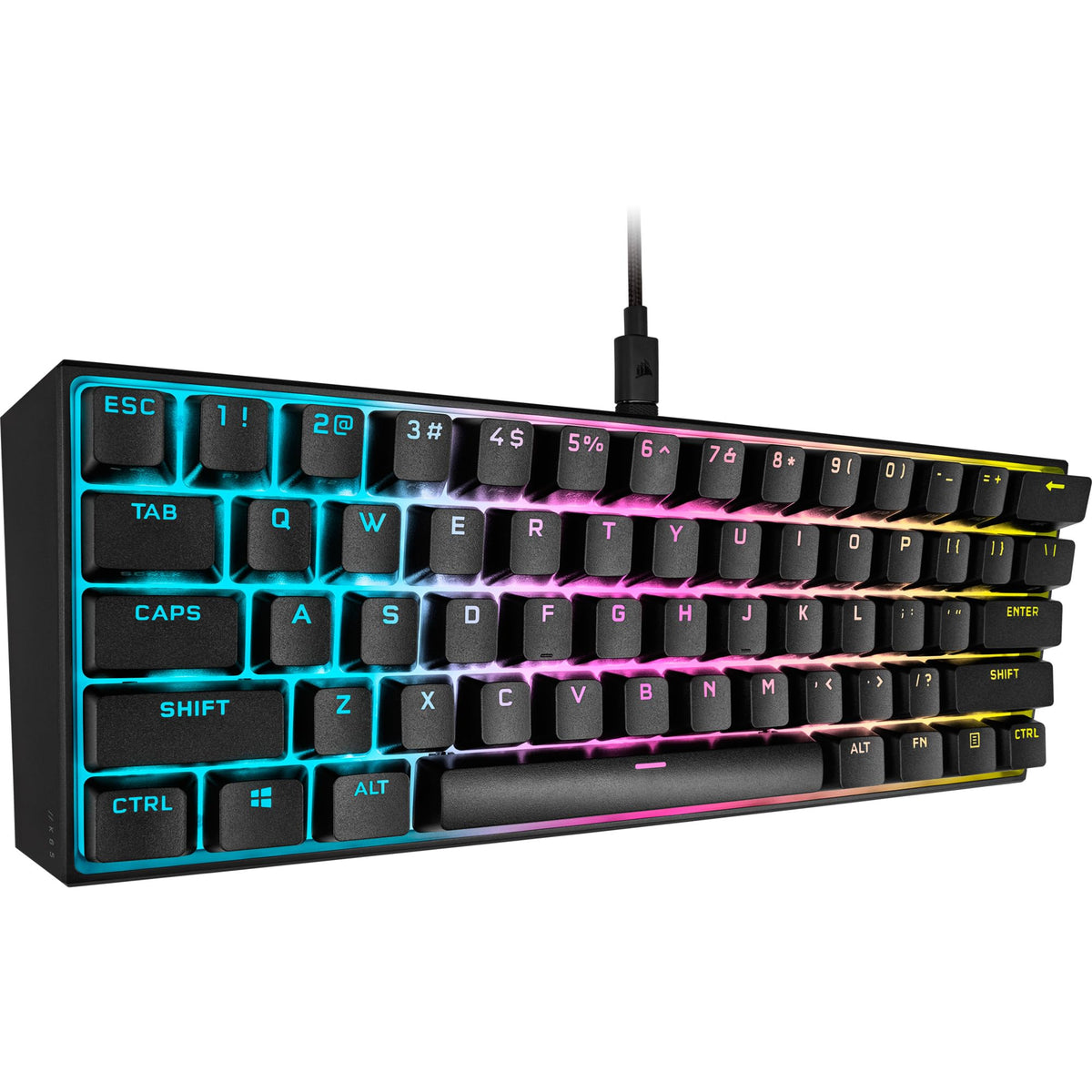 Corsair K65 RGB MINI 60% Tastatur mecanică pentru gaming (Iluminare RGB personalizabilă pentru taste individuale, taste CHERRY MX SPEED, capace de taste PBT Double-Shot, tehnologie AXON) QWERTZ, Negru - CH-9194014-DE