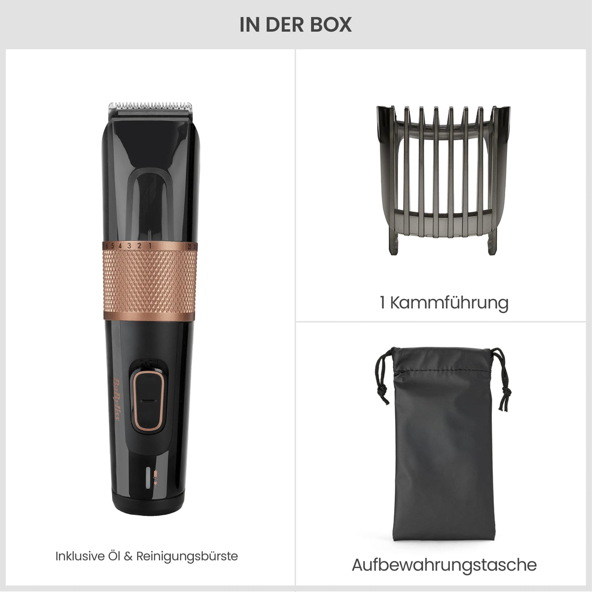 BaByliss Power Glide Hair Clipper E974E, 26 Cutting Lengths (0.5mm - 25mm), 60 Min. Battery Life