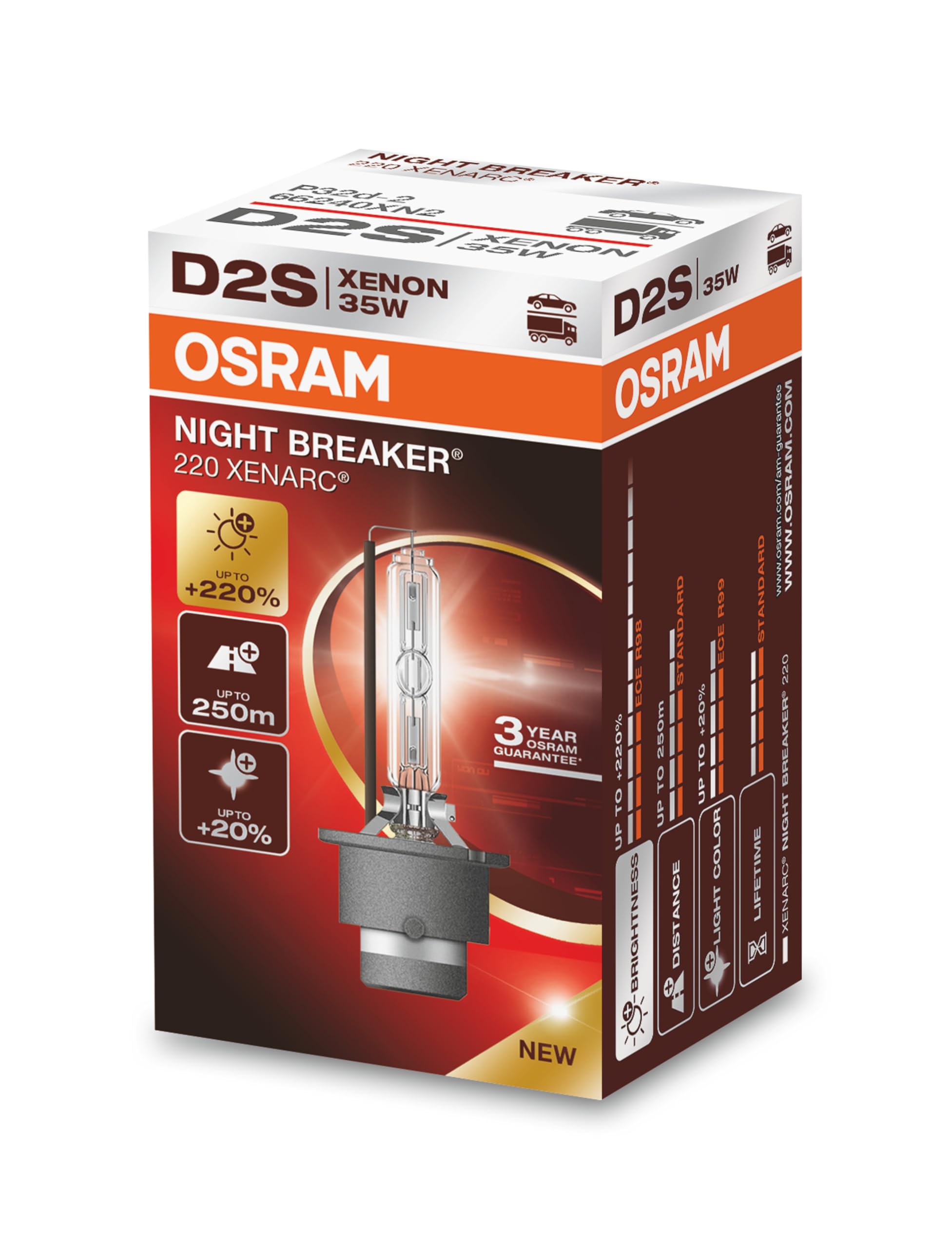 Osram D2S 35W XENARC® NIGHT BREAKER® LASER +220% 3 year guarantee* 1 pc - 66240XN2