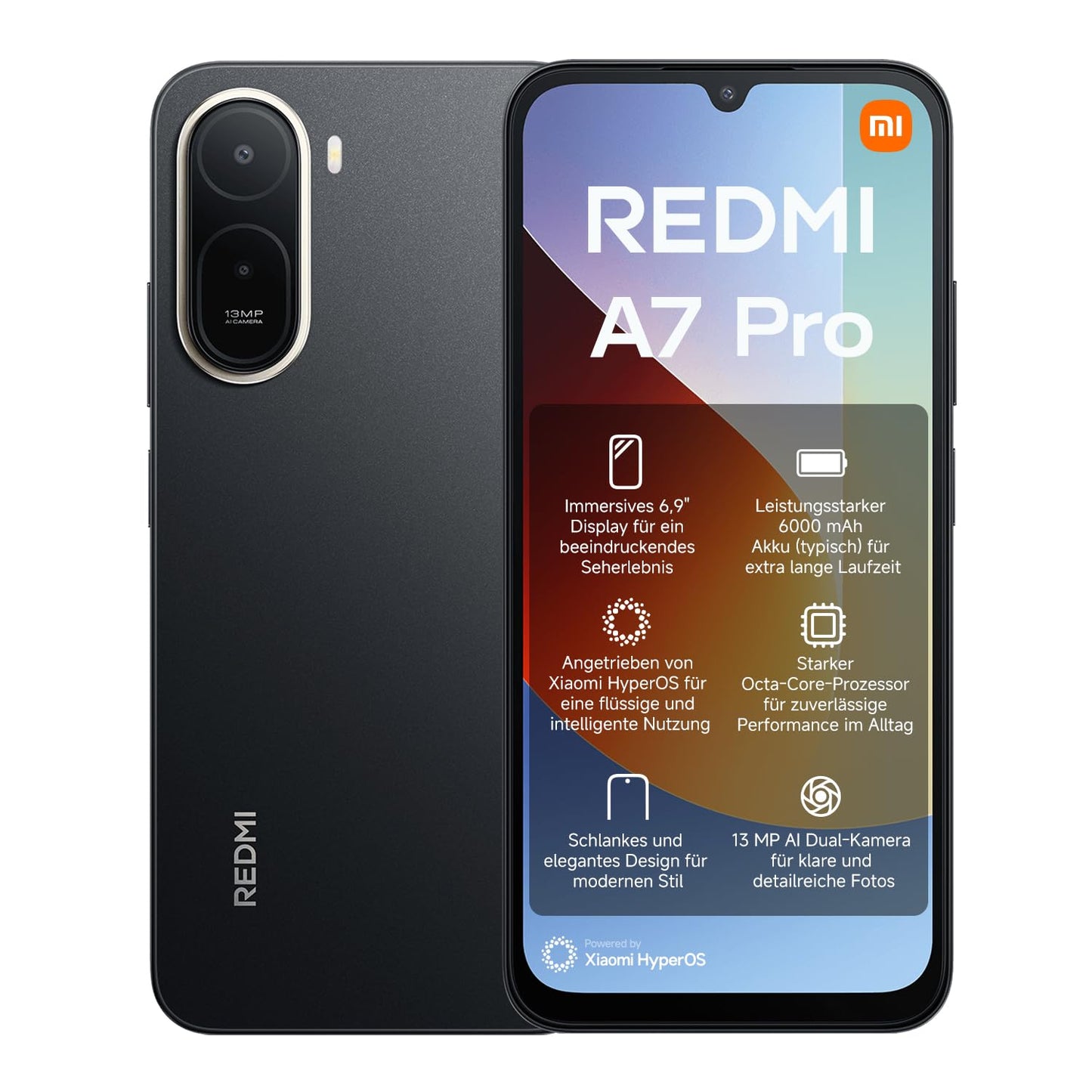 XIAOMI REDMI A7 Pro Smartphone 4+ 64GB, 6000mAh battery, 13MP camera, black