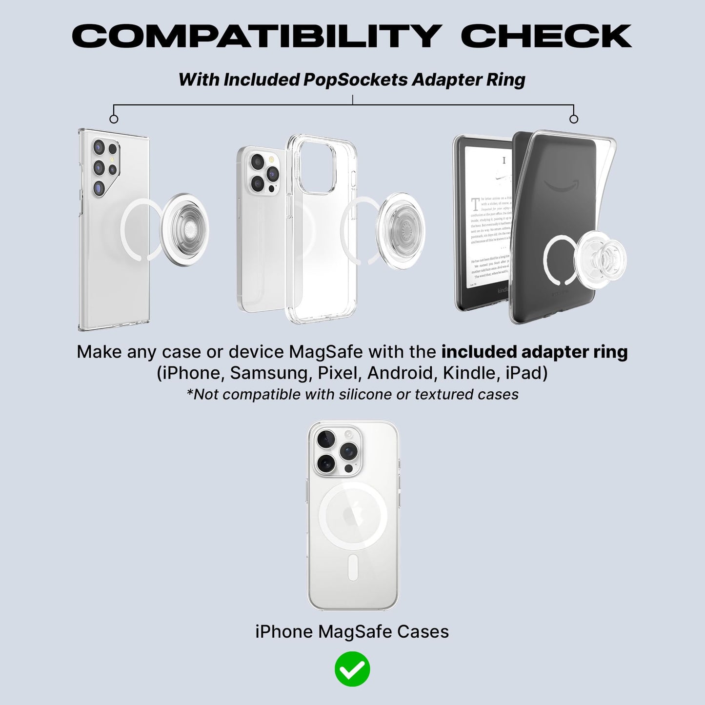PopSockets Kick-Out Grip for MagSafe, Adjustable Stand for Portrait or Landscape Format, Magnetic Holder, Purple - Dusk - 807623