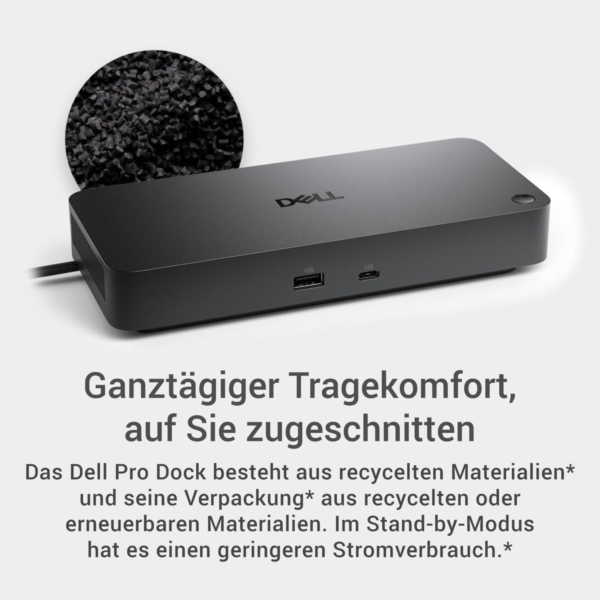 Dell Pro Dock WD25 – USB-C docking station with 100W power delivery, 4 display support, 2x DP 1.4, HDMI 2.1, 6 USB ports, 2.5GbE Ethernet, compact sustainable design.