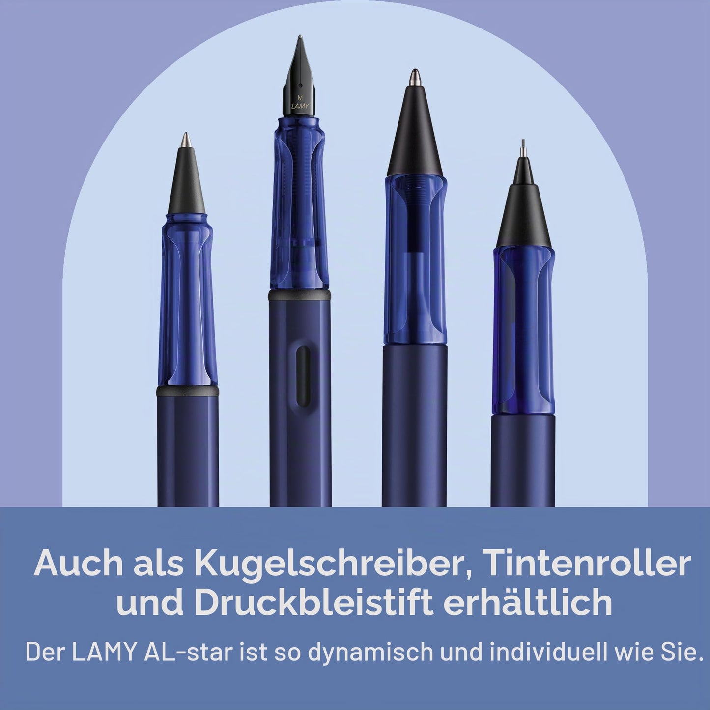 Lamy AL-star dark dusk fountain pen with polished steel nib in line width EF - LM0A7-EF