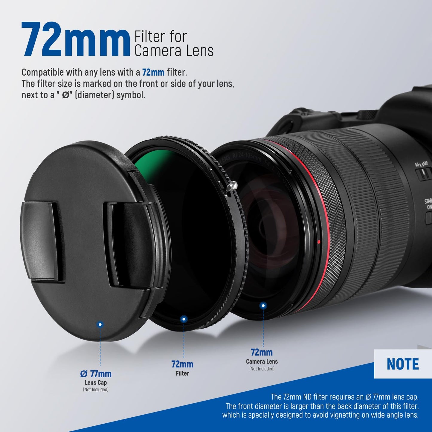 NEEWER 2 in 1 72mm Variable ND Filter ND2-ND32&CPL (Circular Polarizing Filter) No X Cross Variable Gray Filter HD Optical Glass 30 Layer Nano Coated Water-Repellent Scratch-Resistant - 10101187