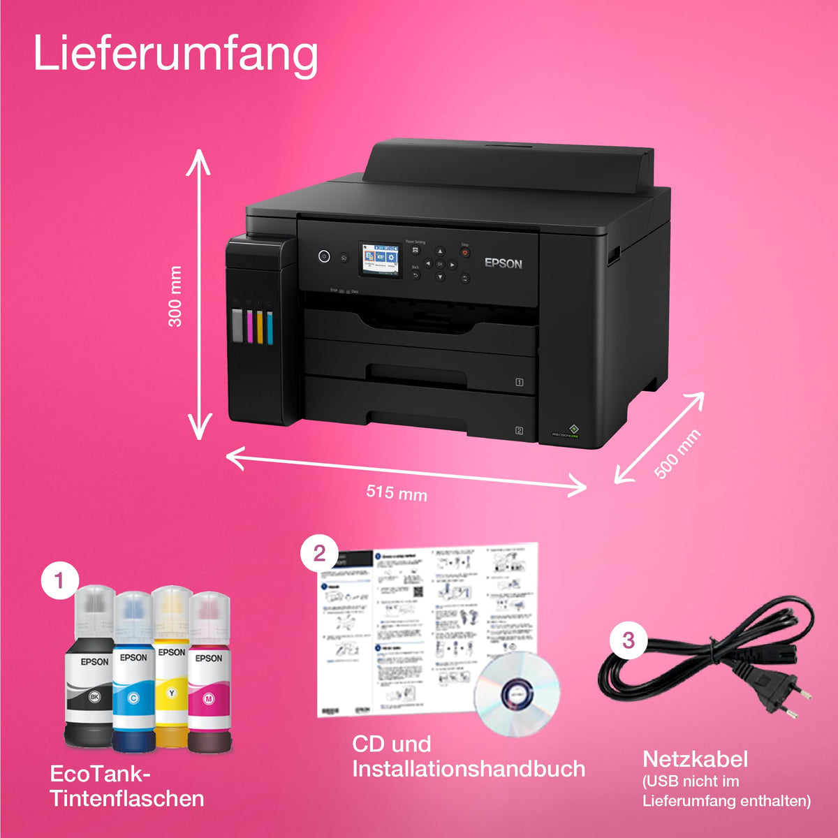 Epson EcoTank ET-16150 Ink Tank Printer | for small offices & businesses | WiFi | A3+ | Duplex printing | 6.1 cm LCD display | includes ink for up to 3 years