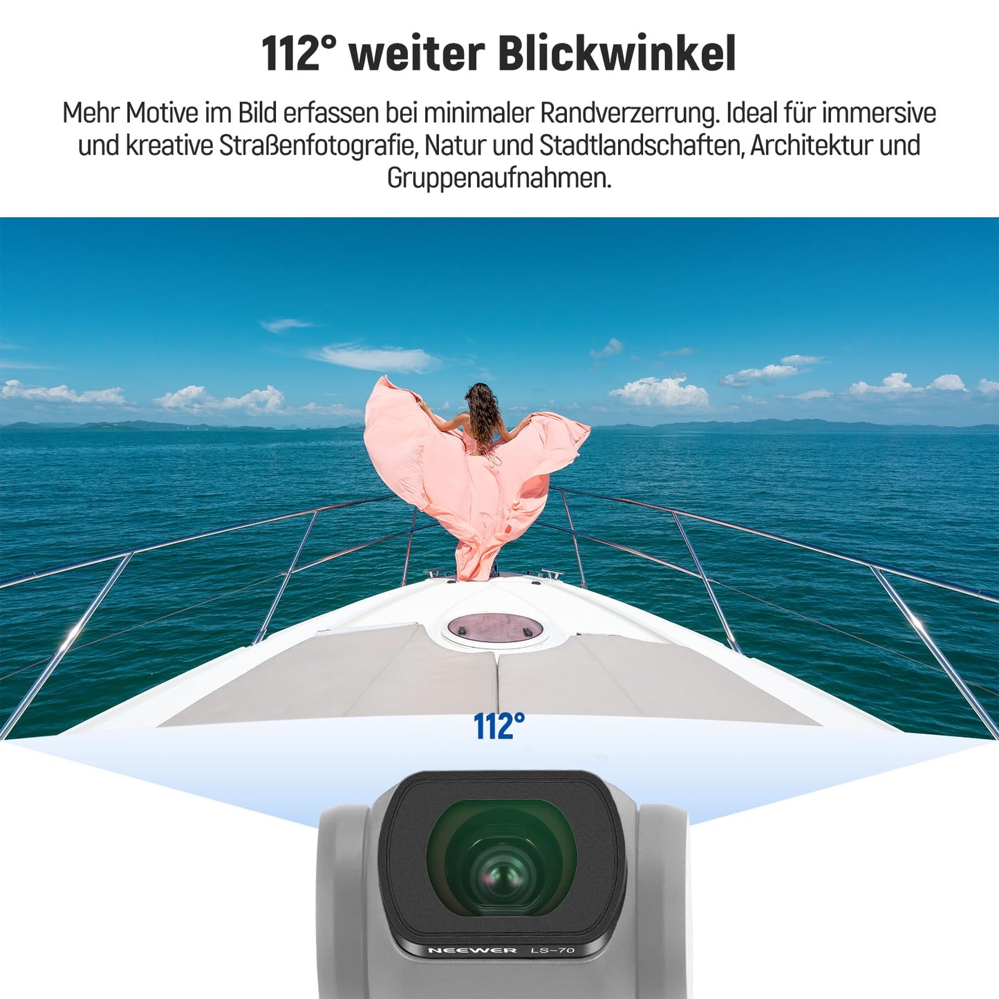 NEEWER 0.72x Wide Angle Lens, 112° Field of View, Compatible with DJI Osmo Pocket 3 / Pocket 4 / Xtra Muse, Magnetic Action Camera with Aspherical Lens and Screen Protector, LS-70