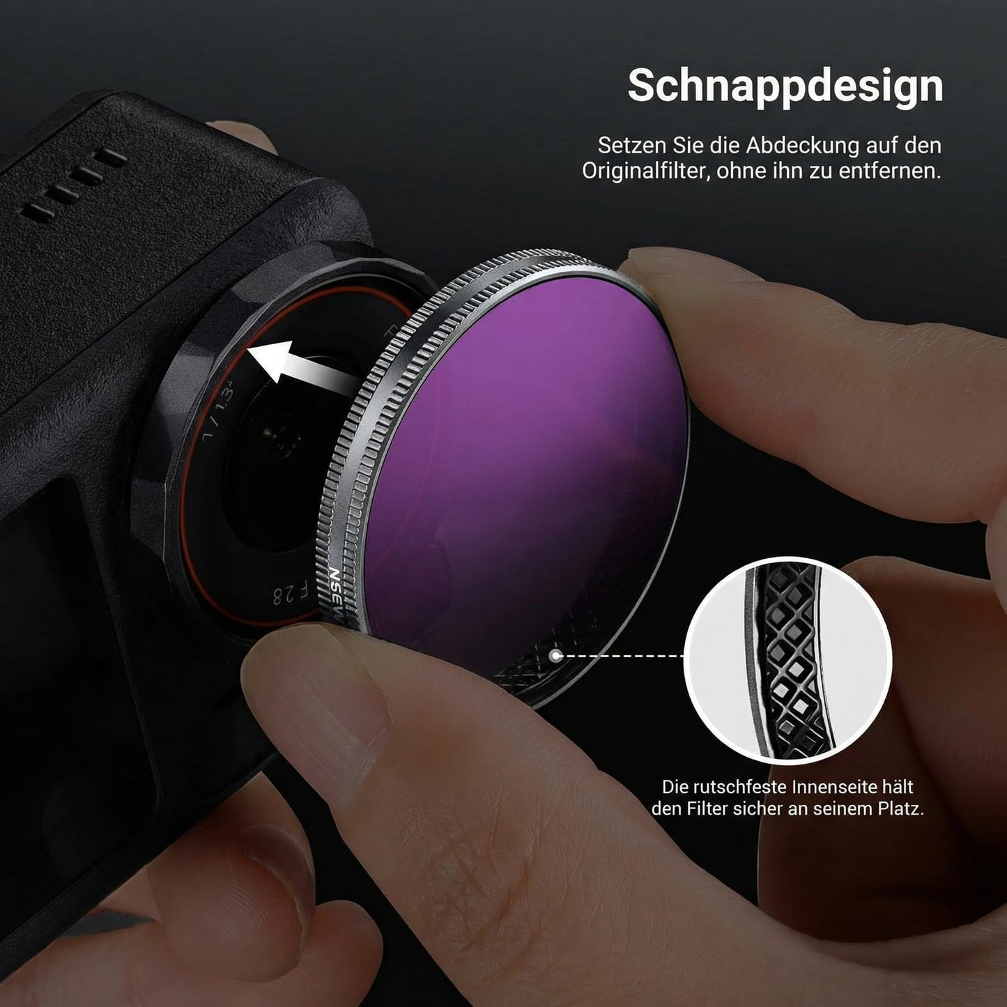 NEEWER ND filter set compatible with DJI Osmo Action 5 Pro/4/3 (pack of 4), ND8/16/32 CPL circular polarization filter, polarizing filter, gray filter, snap-on action cam accessory with lens cap, FLA01 - 10107951
