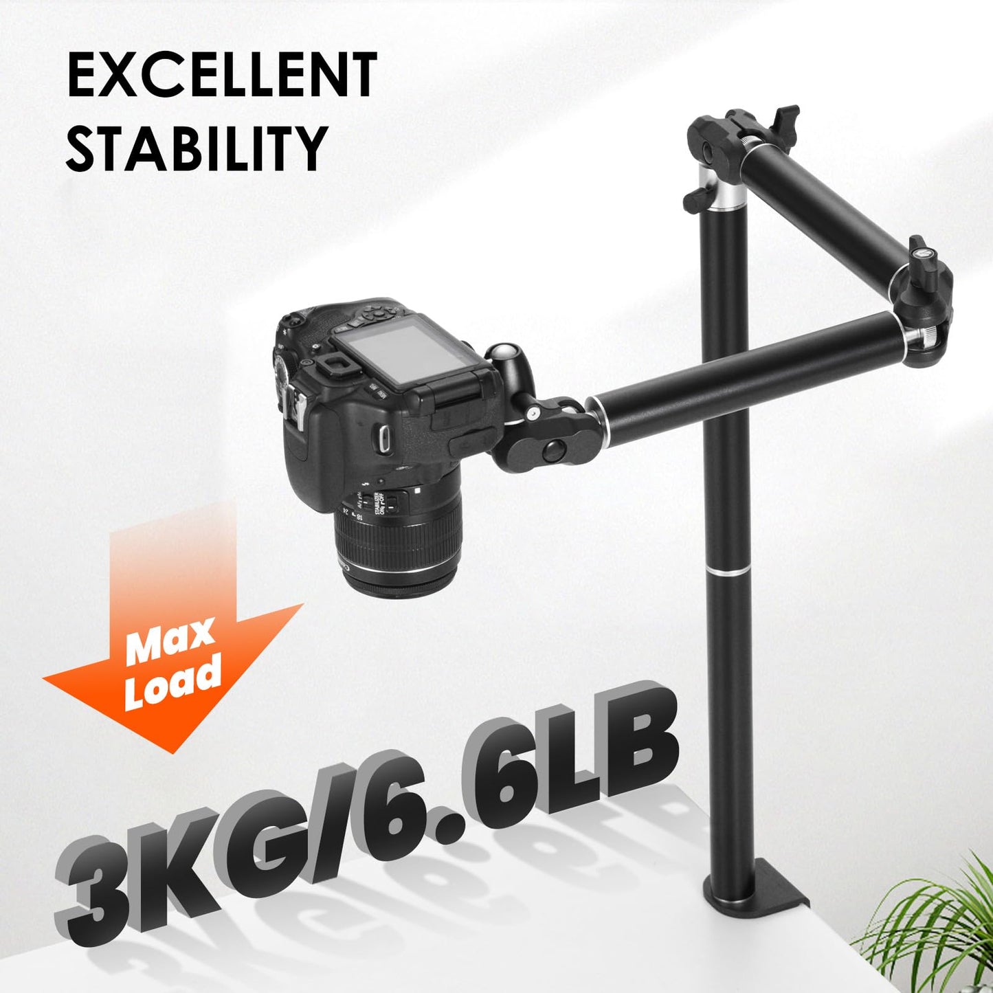 TARION Overhead Tripod Camera Table Tripod: Clamp Tripod Flexible Articulated Arm Table Mount with 1/4 Inch Screw for DSLR Cameras Ring Light Projector (L(TKA01, Improved Version)) - TKA01-L_Upgraded