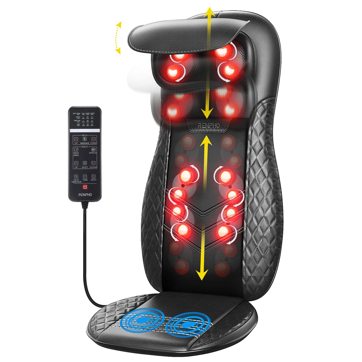 RENPHO Massagesitzauflage, dispozitiv de masaj Shiatsu pentru spate, aparat de masaj pentru spate - RF-BM066