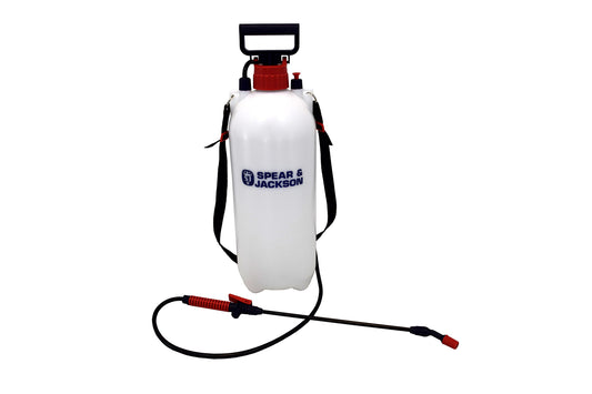 Spear & Jackson 8LPAPS 8 Liter (8L) Pump Pressure Sprayer - Spraying Water, Fertilizer & Pesticides, Adjustable Nozzle & Flow, 560mm Spray Lance with 1.3m Hose, Easy to Carry