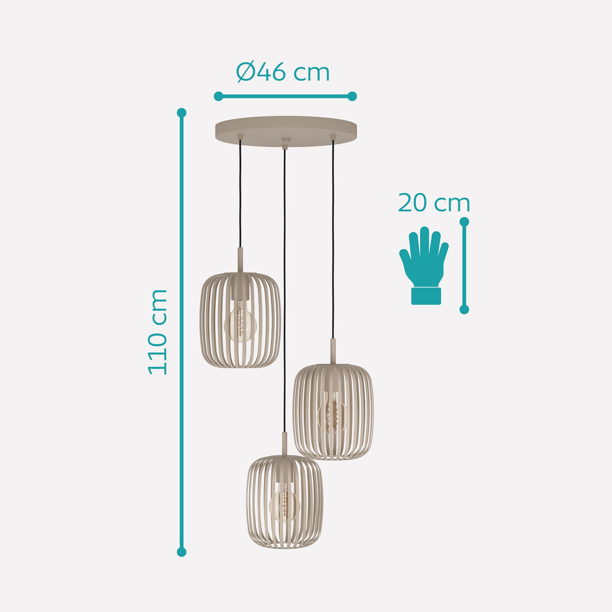 EGLO Pendant Lamp Romazzina, 3-bulb Pendant Light over Dining Table - 900687