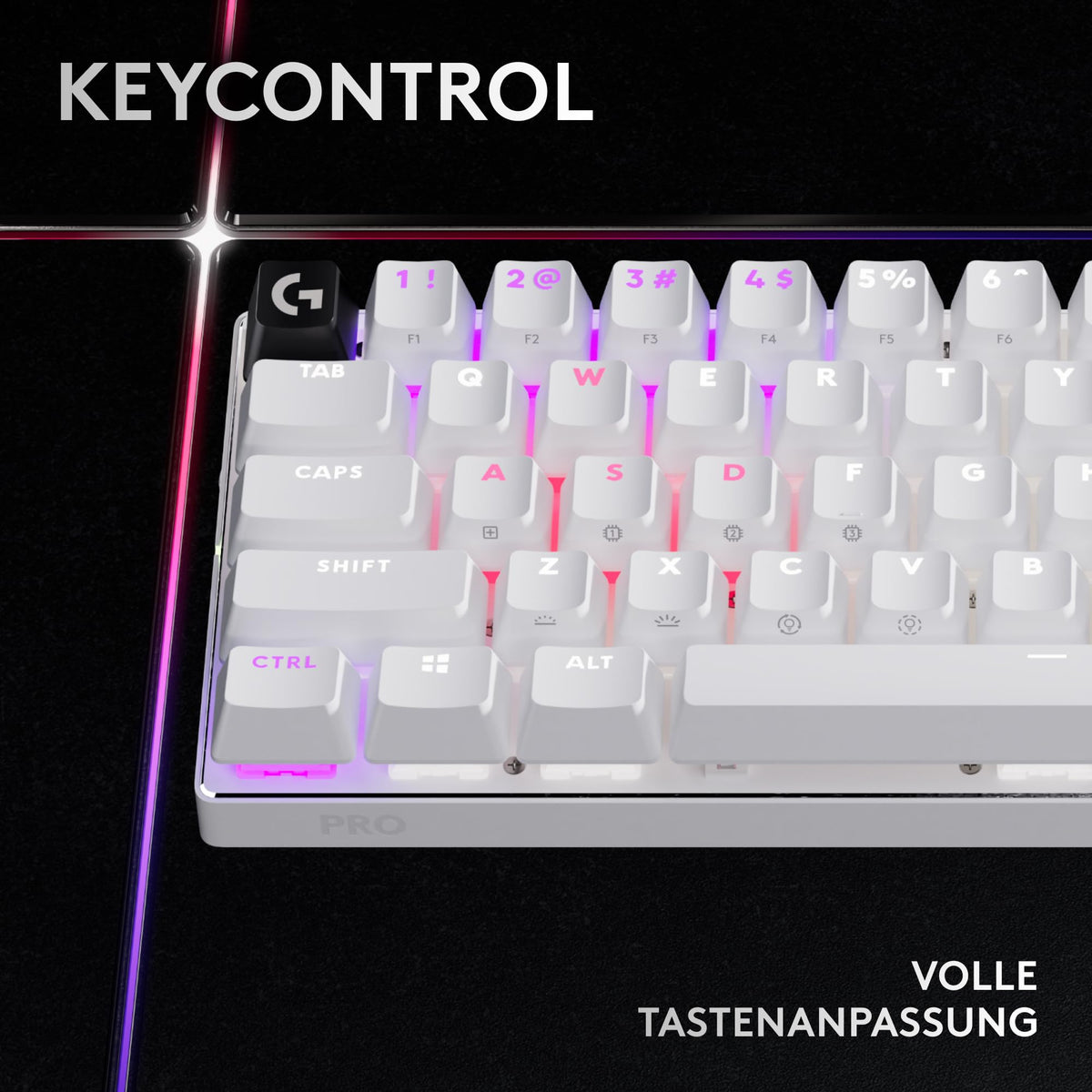 Logitech G PRO X 60 Lightspeed tastatur de gaming fără fir, tastatură mecanică ultra-compactă 60%-TKL, LIGHTSYNC RGB, capace de taste Doubleshot-PBT, tactile optice, Windows PC, QWERTZ DE - Alb - 920-011924