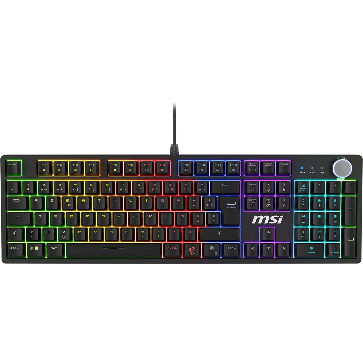 MSI Forge GK320 - RED SWITCHES FR-Layout Mechanical Gaming Keyboard - Mechanical red (linear) switches, hot-swappable, magnetic cover, ergonomic keycaps, non-slip bottom - S11-04FR255-HH9
