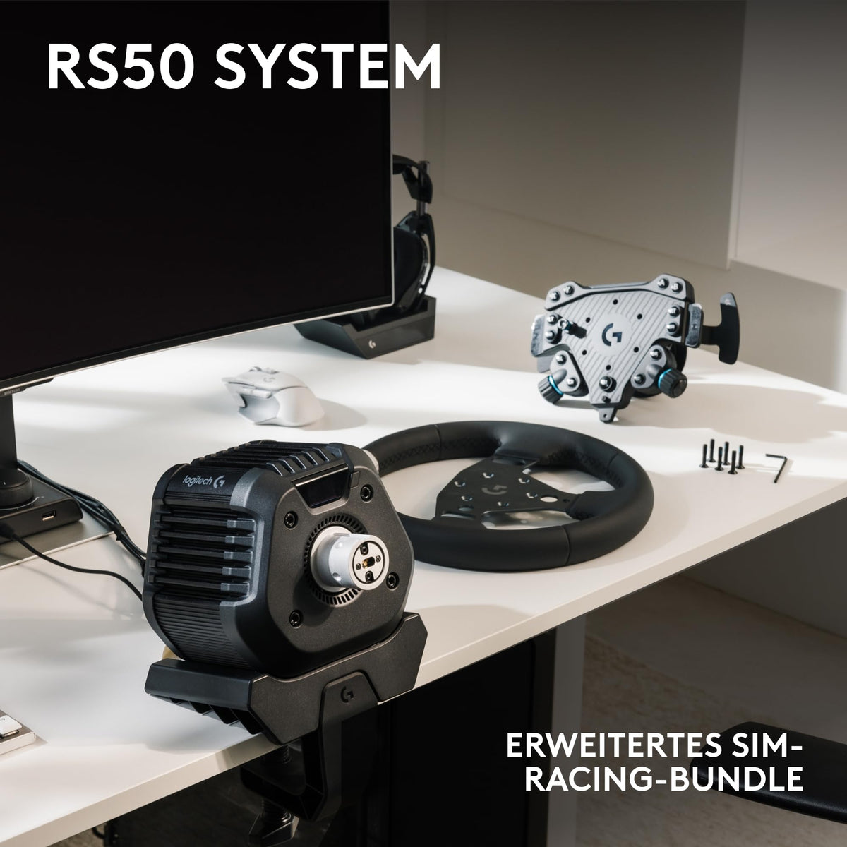 Logitech G RS50 System, 3-piece Sim Racing Wheel Setup - 991-000588