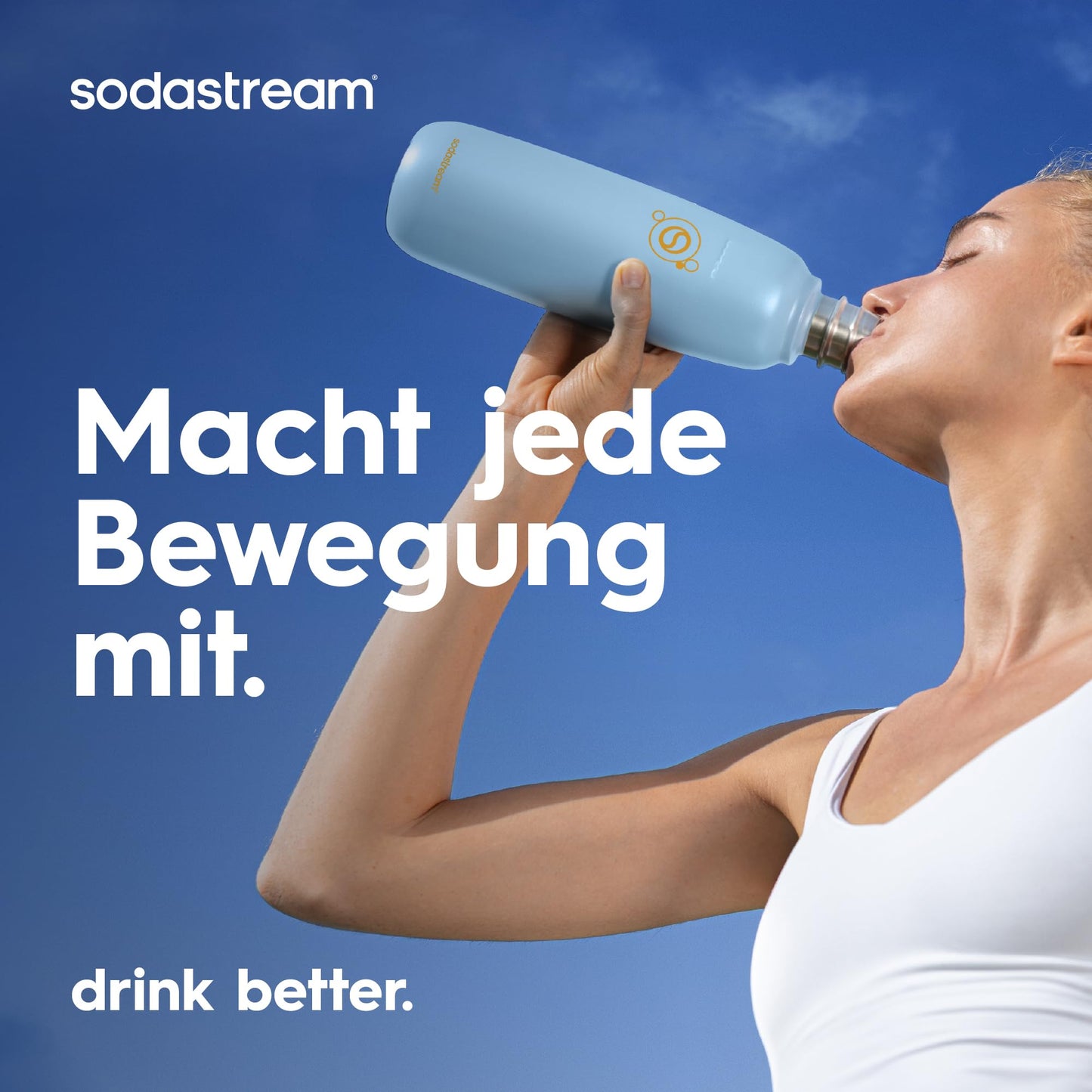 Sodastream Fizz & Go Stainless Steel Soda Bottle 0.9L Double Wall Insulated Thermos Bottle Keeps Hot & Cold for Carbonated Drinks Compatible with DUO, TERRA, ART, ENSO & More, Ice Blue - 1062416440