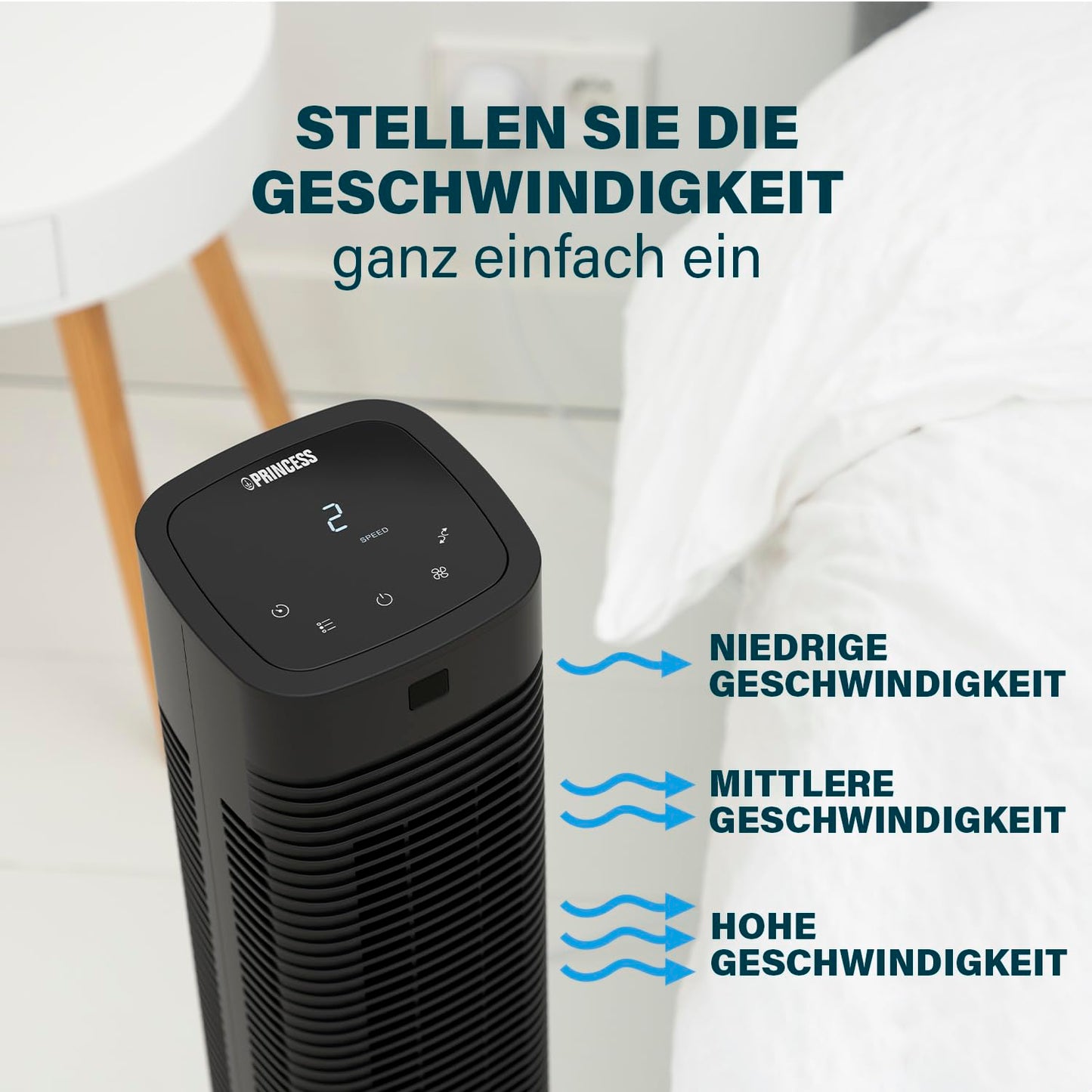 Princess Compact Tower Fan 3 Modes and 3 Speeds - Oscillation - App Control - 358230 - 01.358230.01.001