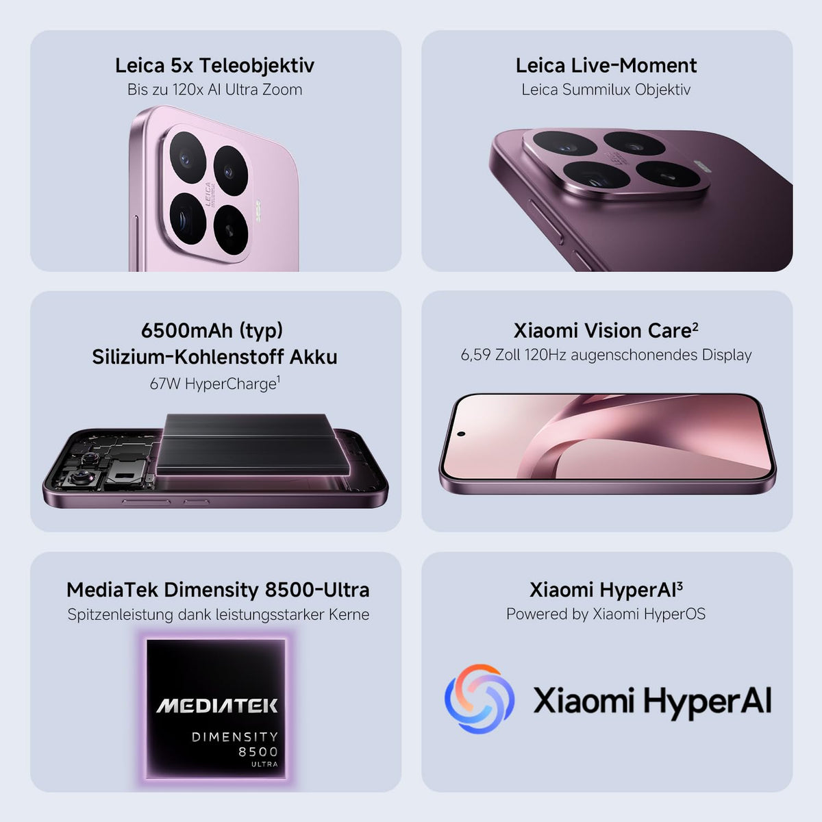 Xiaomi 17T Smartphone 12+512GB, 6500mAh Battery, Leica 5X Telecamera, Violet - MZB0PCYEU