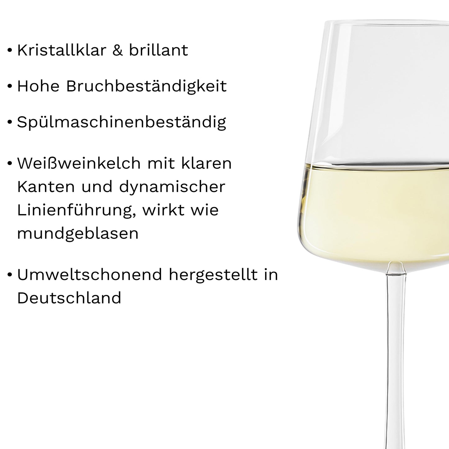 Stölzle Lausitz Power white wine glasses set of 6 400 ml - Modern wine glasses for maximum aroma development of white wine - Elegant white wine goblet made of crystal glass - Dishwasher and shockproof, Made in Germany - 1590002