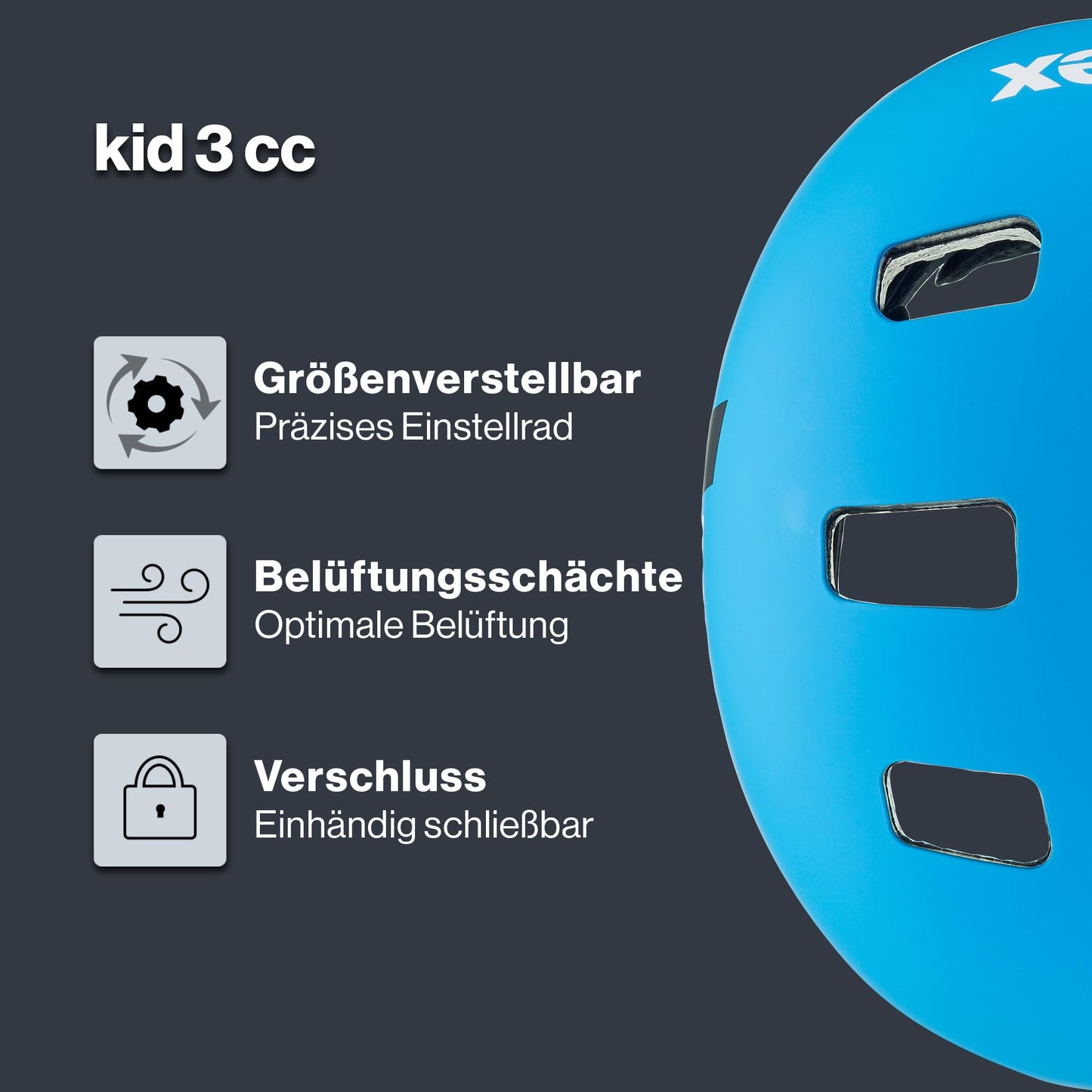 uvex Kid 3 cc children's bicycle helmet, blue-white matt, 51-55 cm - S4149721915