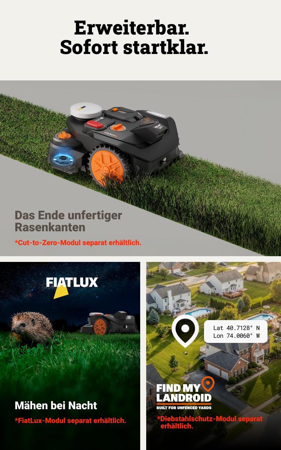 Worx Vision Cloud WR304E, robot de tăiere 2WD fără cablu de limitare, 400 m²