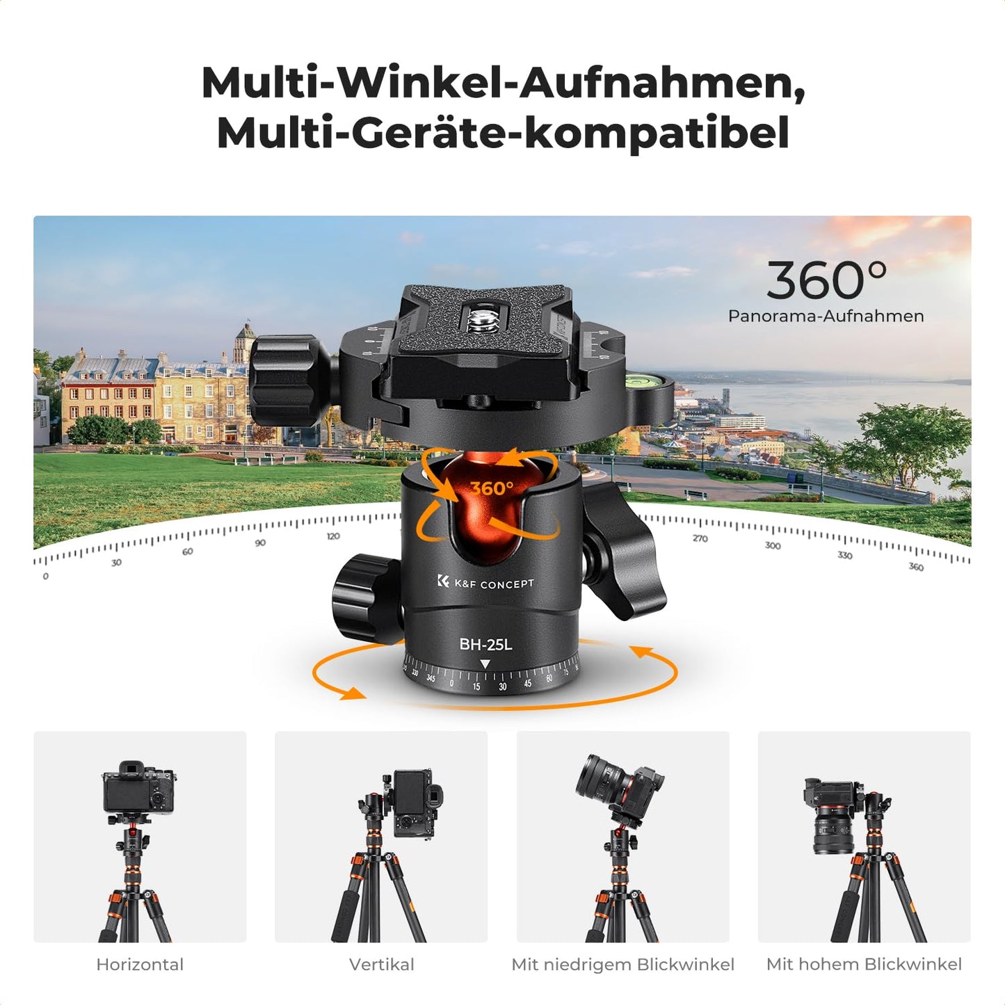 K&F CONCEPT 152cm carbon tripod - A225C0+BH-25L