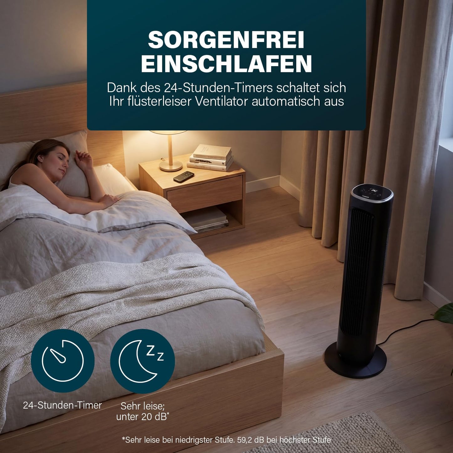 Princess Pedestal Fan - Elegant Design - 50W - Powerful, Quiet, Low Consumption - Height: 101.5cm - Oscillating - 4 Modes - 12 Speed Settings - 352390 - 01.352390.01.001