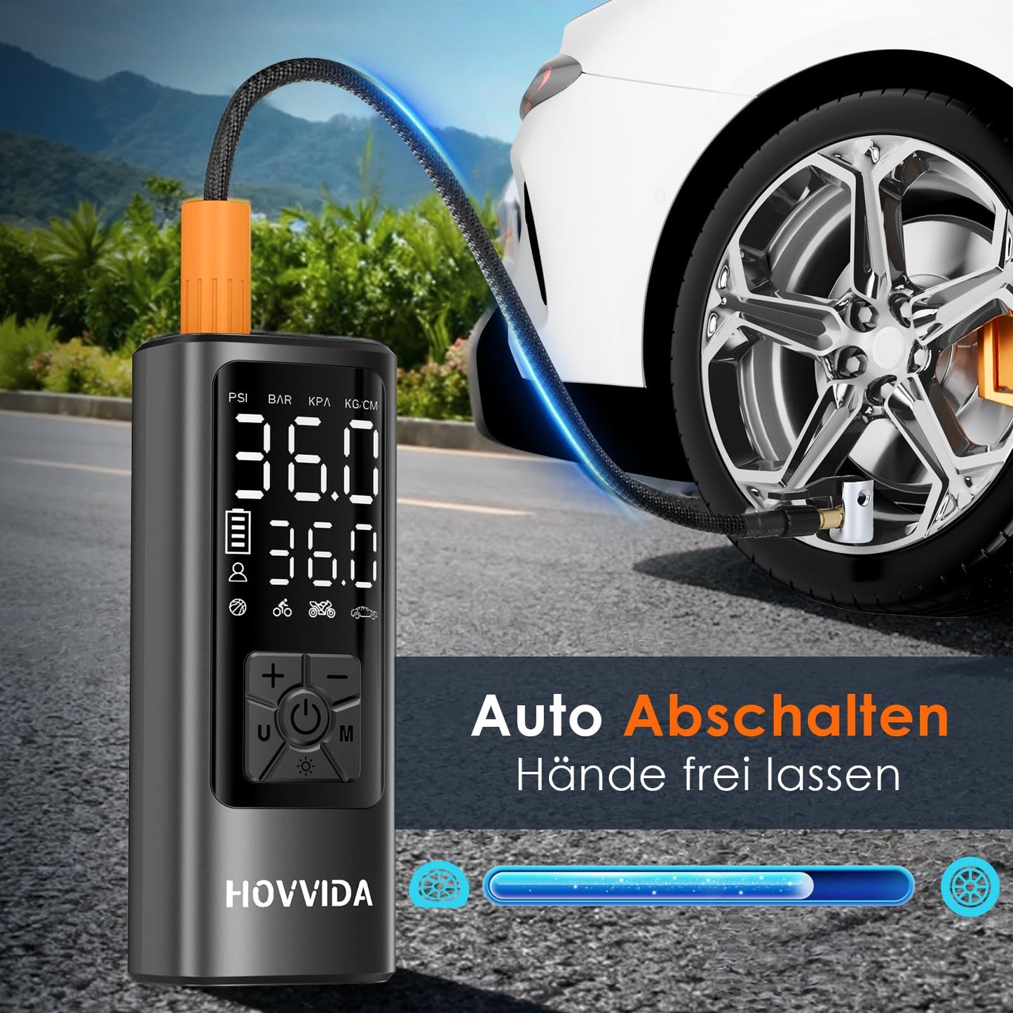 HOVVIDA electric air pump, electric bicycle pump, battery compressor - AM21J2