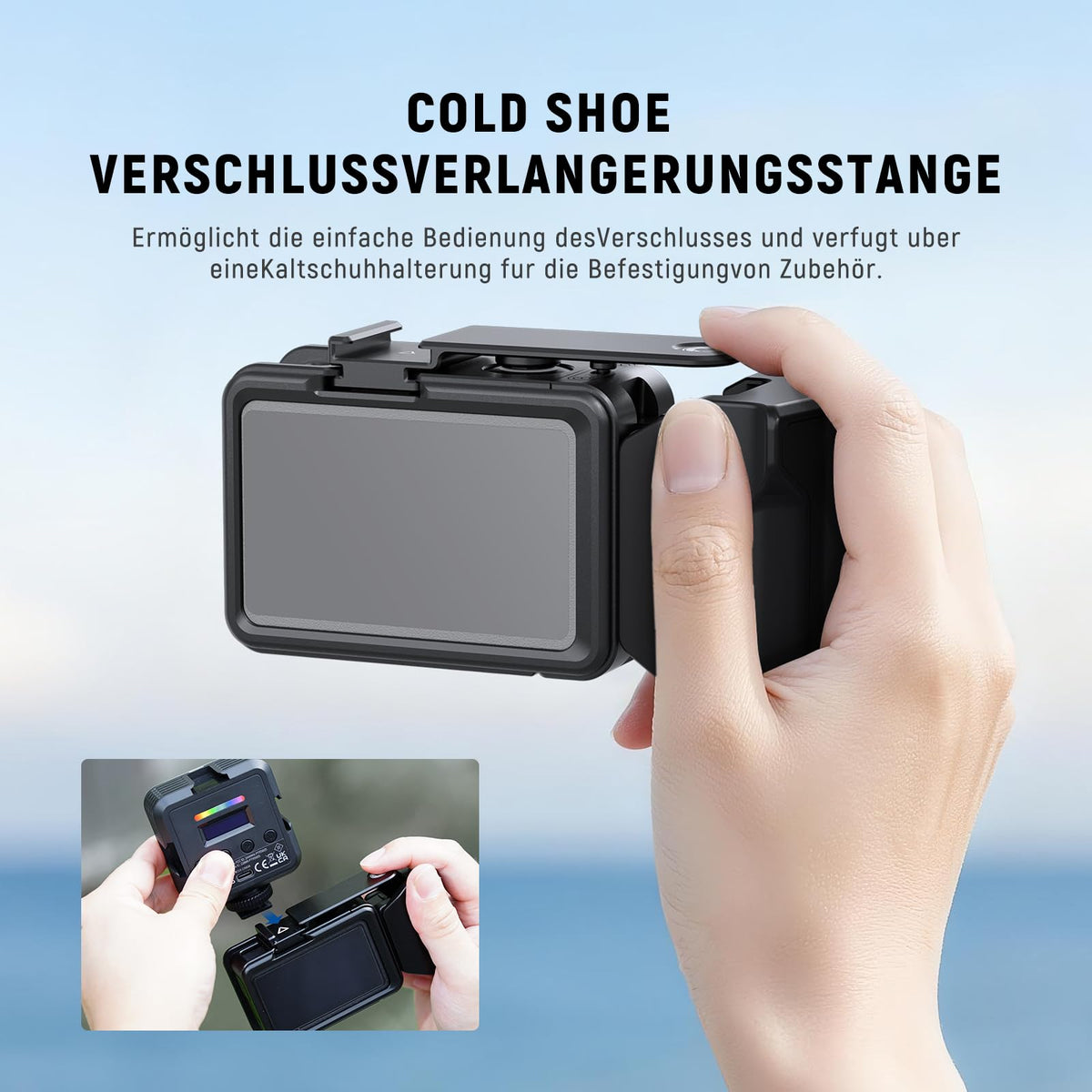 NEEWER AC034 Side Handle Only for AC014 Cage Compatible with DJI Osmo Action 5 Pro/4/3, Modular Magnetic Quick Release Action Camera Adapter with Handle and Cold Shoe Shutter Extender Bar, Black