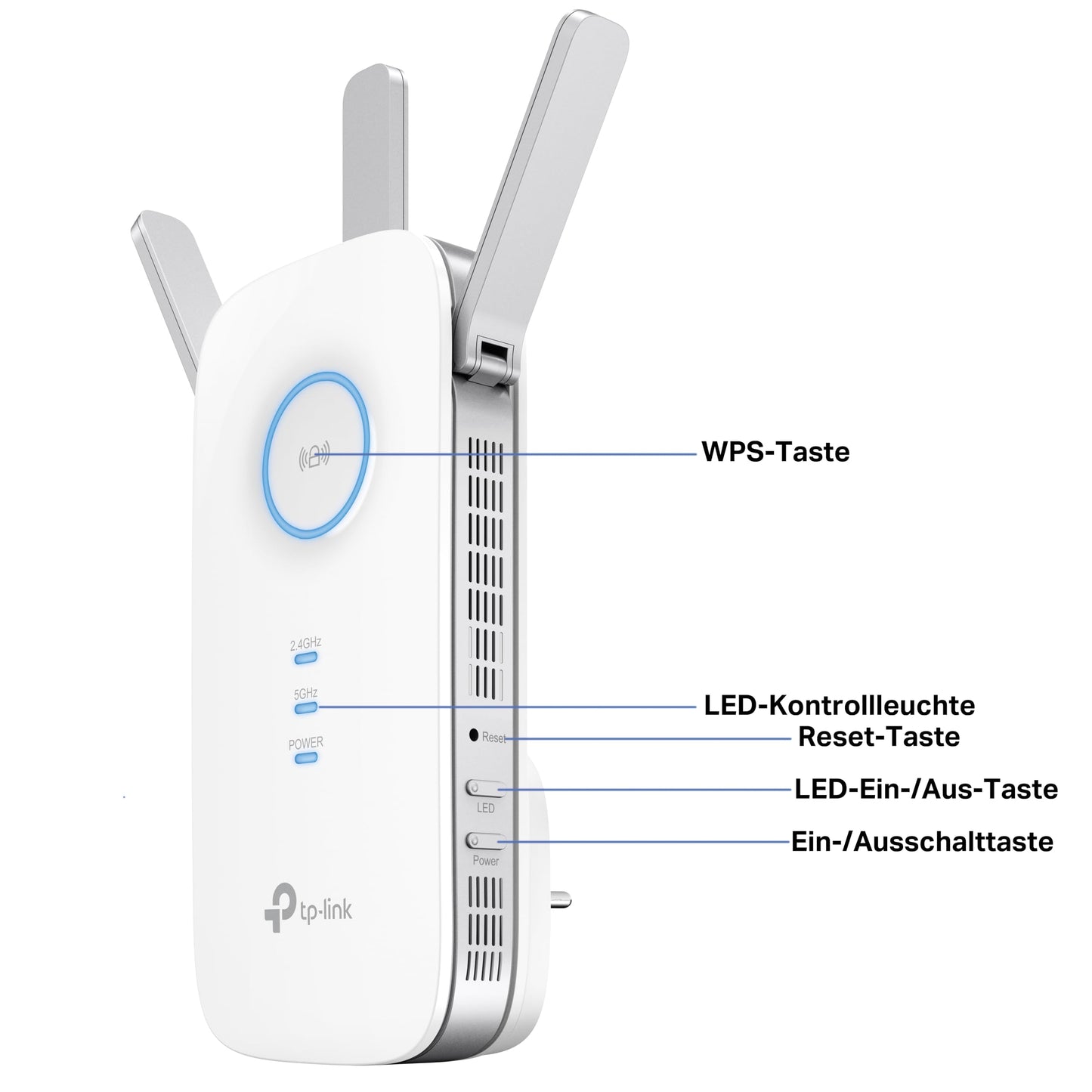 TP-Link RE550 WLAN amplifier repeater AC1900 (dual WLAN AC + N, 1300MBit/s 5GHz + 600MBit/s 2.4GHz, WLAN amplifier, app control, maximum coverage, compatible with all WLAN routers) white