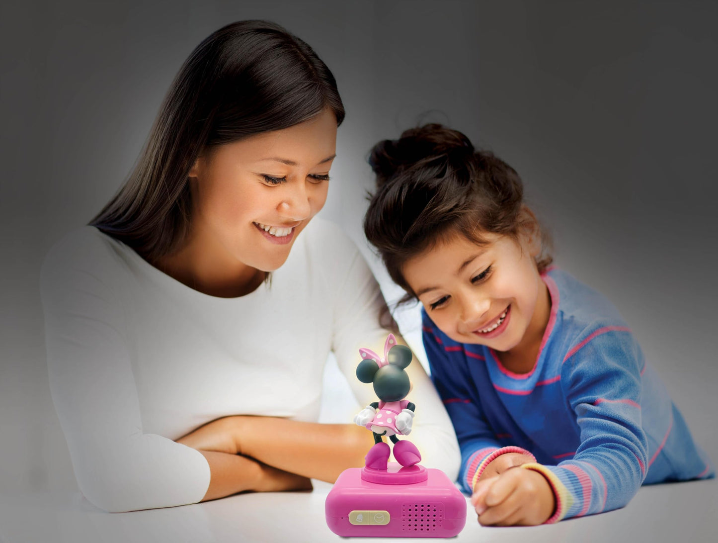 Lexibook, Disney Minnie, Minnie Night Light Alarm Clock, Sounds and Melodies, LCD Screen with Backlight, Luminous, Snooze, Pink, RL800MNLXB