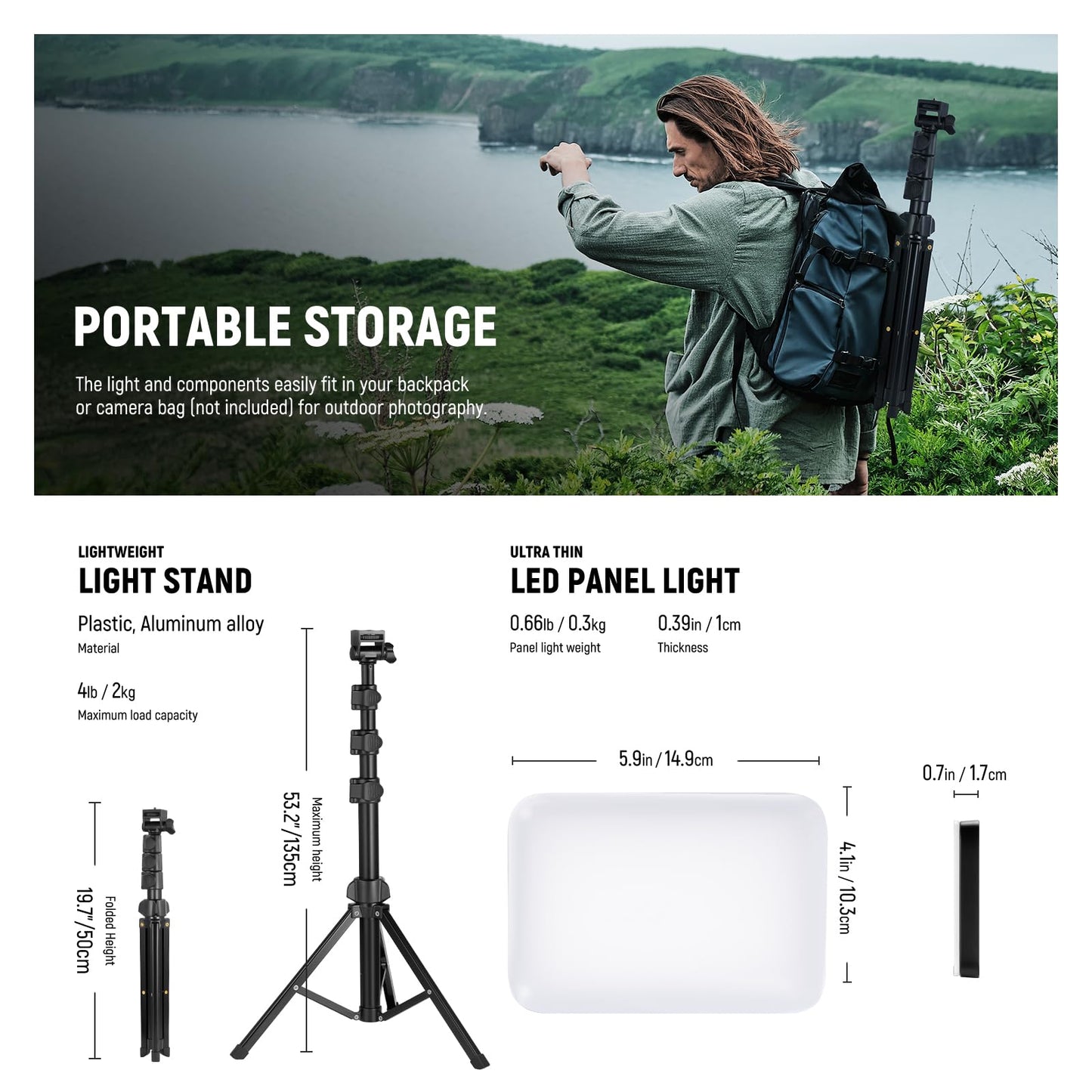 NEEWER Basics LED Video Light Panel Lighting Set Pack of 3 Two-Tone Dimmable Portable Studio Lights with Tripods and Filters 3200K ~ 5600K CRI95 750Lux for Photography Videos and Streaming BP66