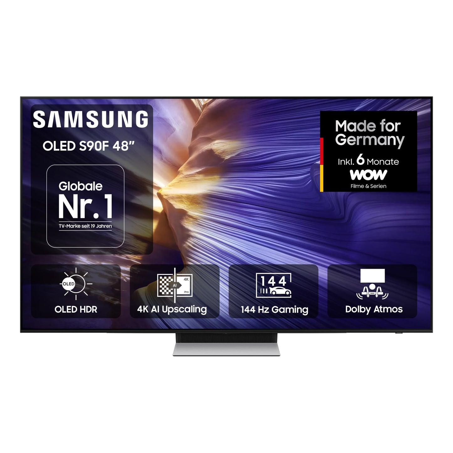 Samsung OLED 4K S90F 48 inch (121 cm), UHD TV, NQ4 AI Gen3 processor, OLED HDR, 4K Upscaling Pro, Dolby Atmos, Gaming Hub, Motion Xcelerator 144Hz, Samsung Vision AI Smart TV - GQ48S90FAE