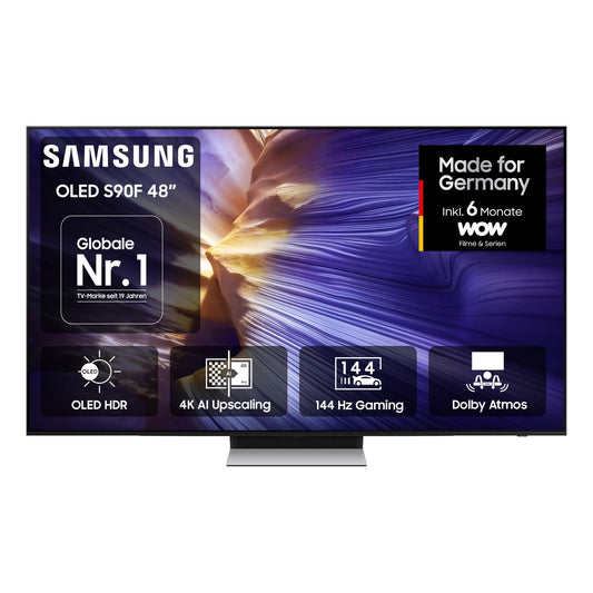 Samsung OLED 4K S90F 48 inch (121 cm), UHD TV, NQ4 AI Gen3 processor, OLED HDR, 4K Upscaling Pro, Dolby Atmos, Gaming Hub, Motion Xcelerator 144Hz, Samsung Vision AI Smart TV - GQ48S90FAE
