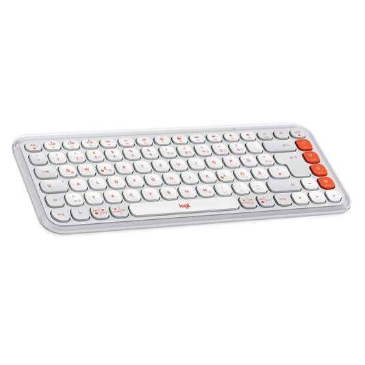 Logitech POP ICON Keys wireless Bluetooth keyboard, comfortable typing, programmable keys, easy switch between up to 3 devices, for notebook, tablet, PC, German QWERTZ layout - white - 920-013060