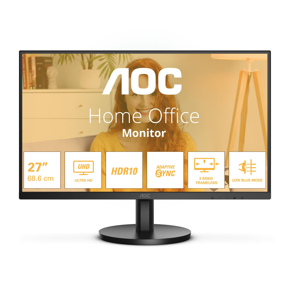 AOC U27B3M Monitor UHD de 27 inch, 60Hz, panou VA, 4ms GtG, HDR10, (3840x2160 HDMI 2X 2.0 DP 1x 1.4) negru