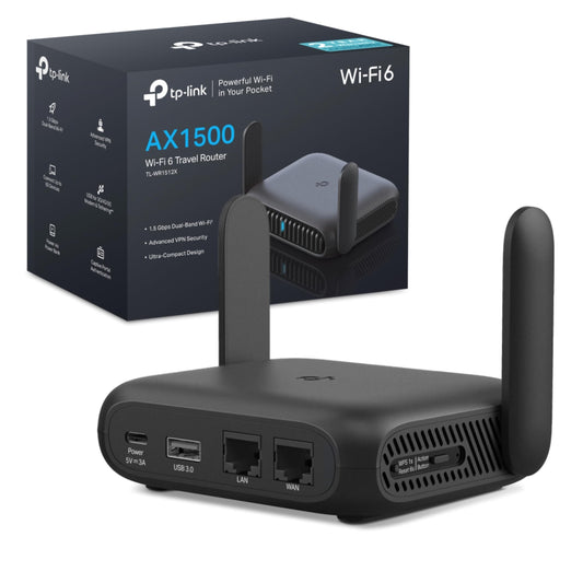 TP-Link TL-WR1512X Wi-Fi 6 travel WLAN router AX1500, dual-band access point with power bank operation, 2×Gigabit port, OpenVPN & WireGuard, USB 3.0, WPA3, 7 operating modes
