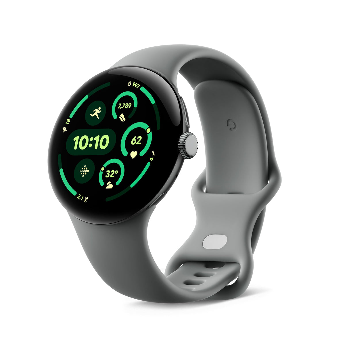 Google Pixel Watch 3 (45 mm) – smartwatch Android cu monitorizare a ritmului cardiac, funcții avansate de alergare de la Fitbit, informații despre fitness, baterie de 24 de ore – carcasă din aluminiu mat Hazel – brățară Hazel – Wi-Fi - GGE4J