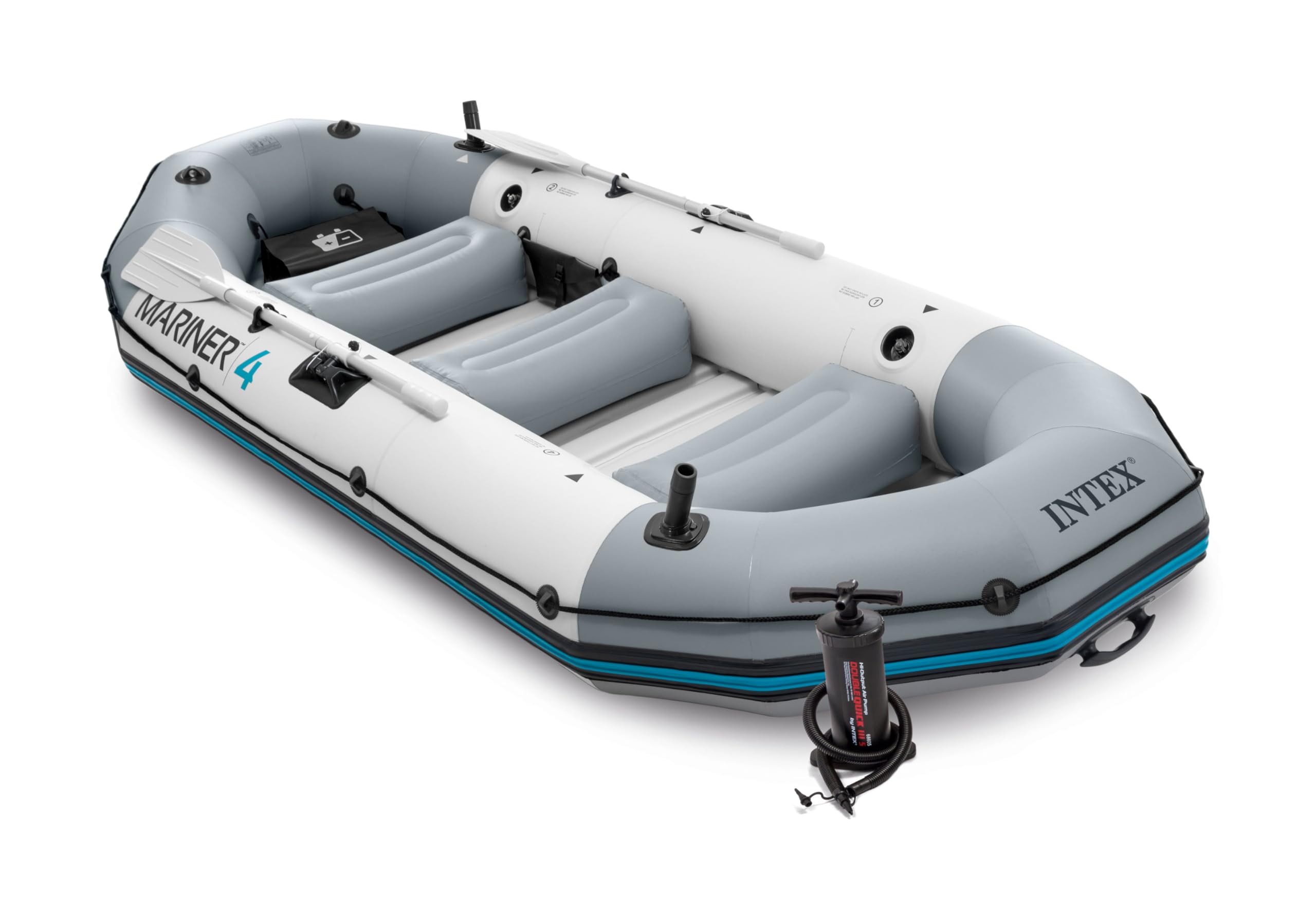 Intex Inflatable Boat Mariner 4 Set Phthalates Free Incl. Paddle and Air Pump - Professional Series, 68376np