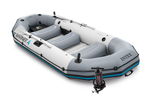 Intex Inflatable Boat Mariner 4 Set Phthalates Free Incl. Paddle and Air Pump - Professional Series, 68376np