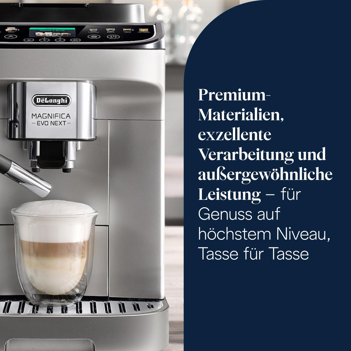 De’Longhi Magnifica Evo Next - Automat de cafea perfect cu spumator de lapte LatteCrema, 13 băuturi cu o singură atingere, mașină de cafea și cappuccino, display tactil colorat, Titan (ECAM312.80.SB)