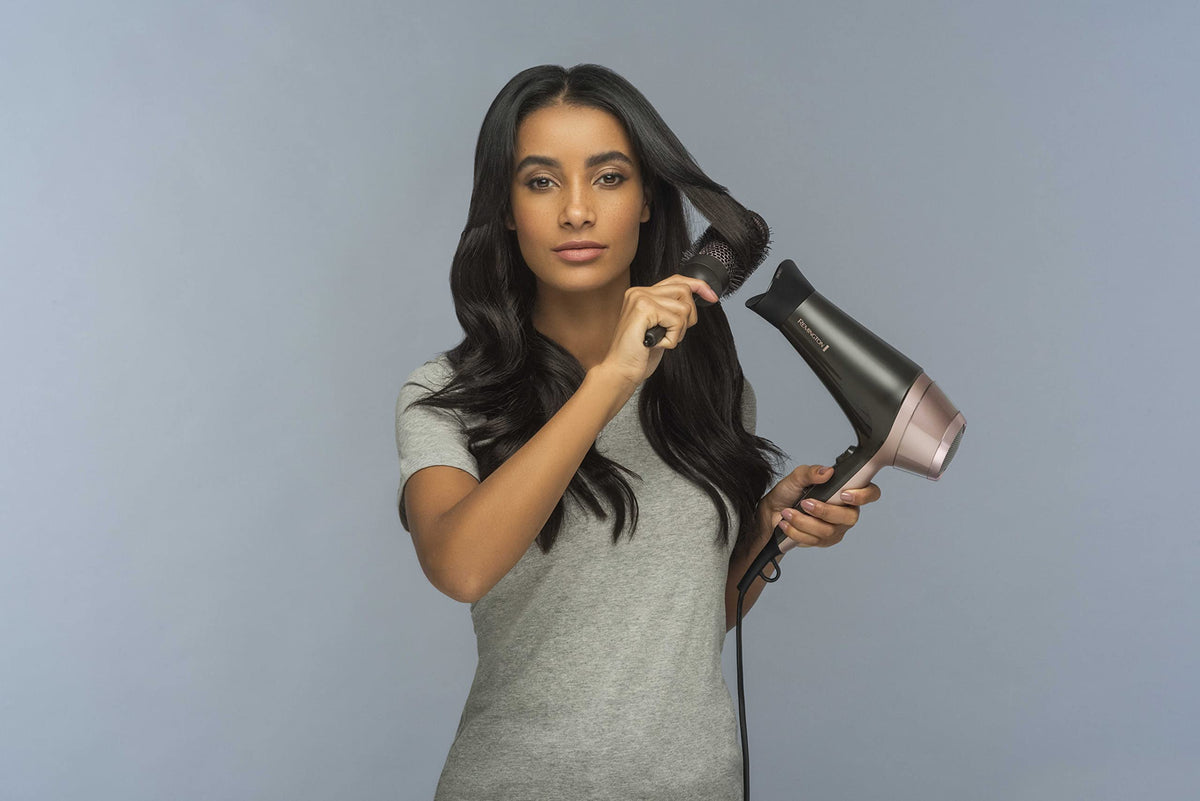 Remington Hair Dryer Ions [Curls & Waves & Straight] Curl-Straight (2200W, includes 3 styling attachments: conical & curling styling nozzle & diffuser, 45mm round brush & clips, 3 heat & 2 speed settings) D5707