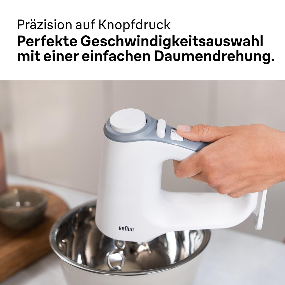 Braun MultiMix 3 - Hand mixer with 3 attachments, 550 Watts, White - HM3205WH