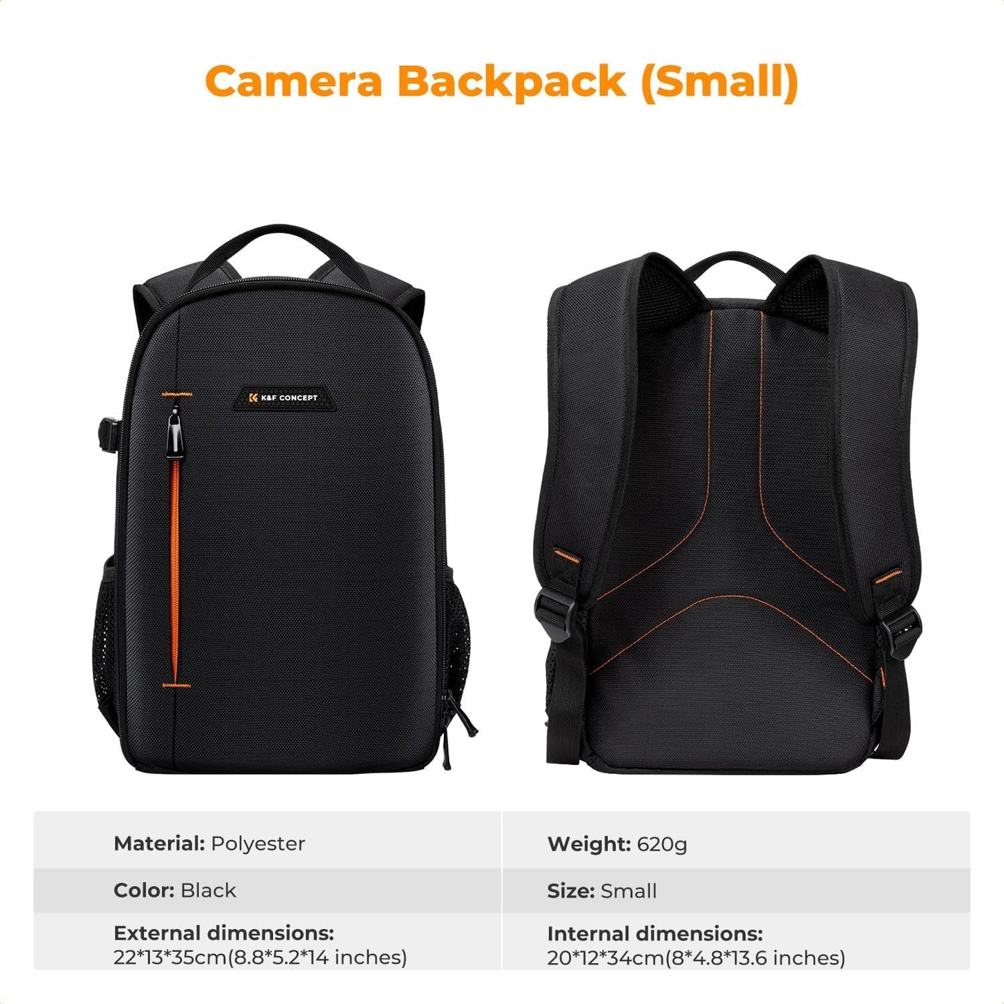 K&F CONCEPT Camera Backpack for Photographers, Photo Backpack Small Multifunctional Camera Backpack Waterproof for SLR/DSLR Camera Lens and Accessories, Size M - KF13.165