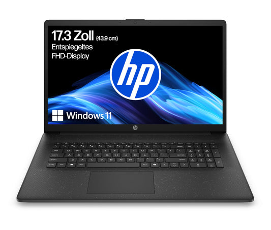 HP laptop with 17.3" FHD display, AMD Ryzen 5 7520U, 8 GB DDR5 RAM, 512 GB SSD, AMD Radeon graphics, Windows 11, QWERTZ, black incl. 25 GB Dropbox storage for 12 months - BZ8R7EA#ABD