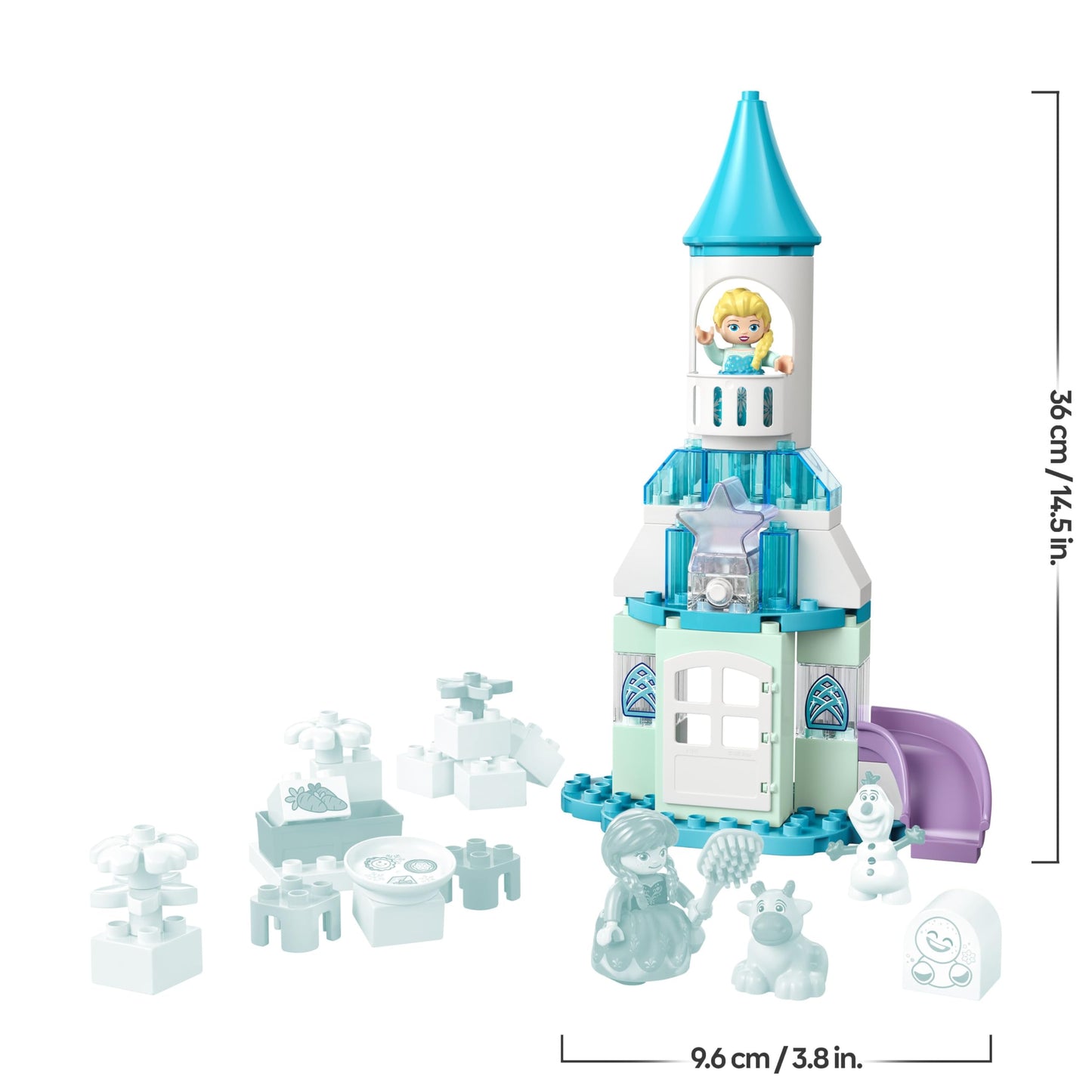 LEGO DUPLO │ Disney Anna and Elsa's Party in the Ice Palace - Frozen toy with ELSA figure, light brick & accessories - toddler motor skills toy from 2 years - minifigures for girls and boys - 10455