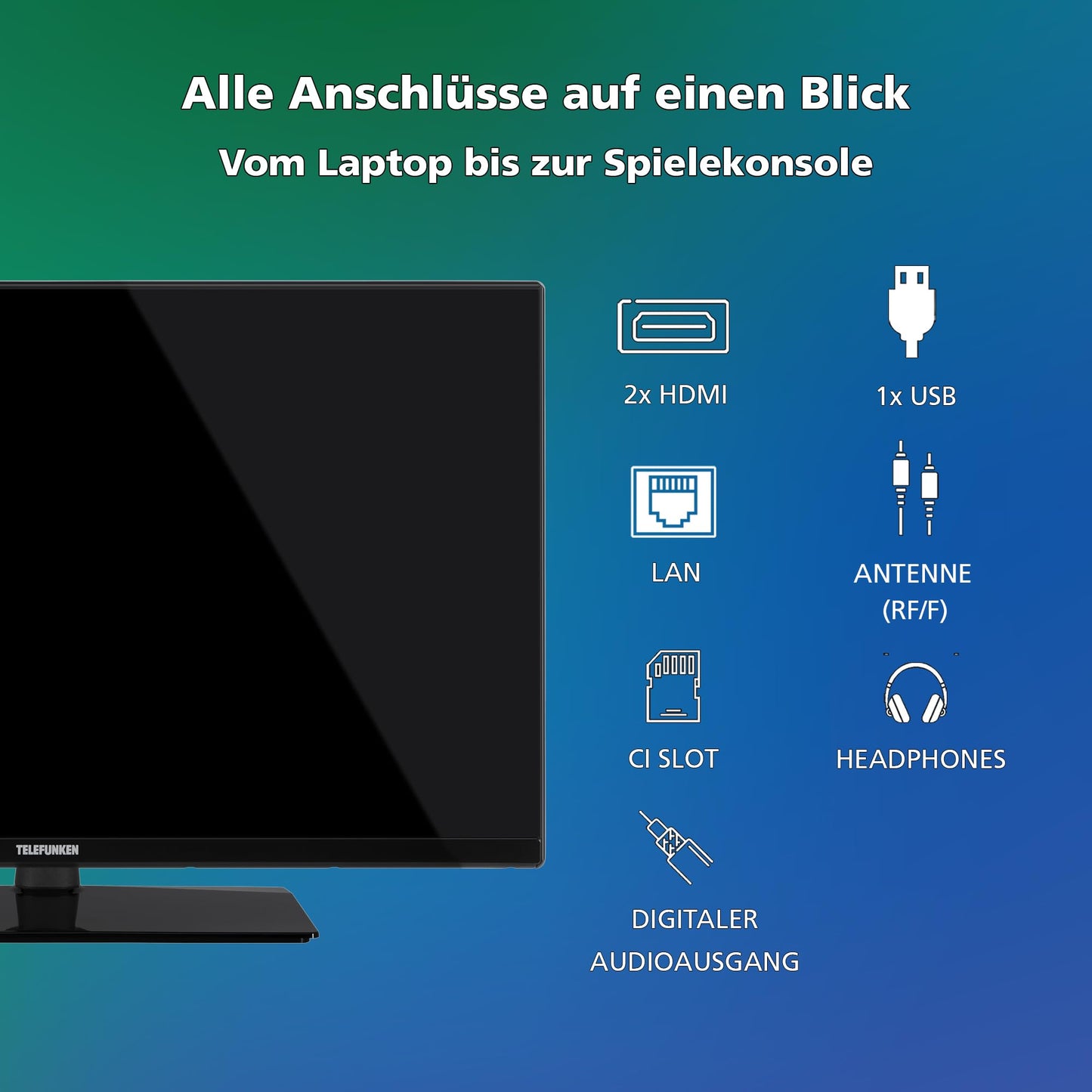 TELEFUNKEN XH32VP750M, 32 inch Smart TV, VIDAA, HD-Ready, HDR, triple tuner, LED TV, black, 2024