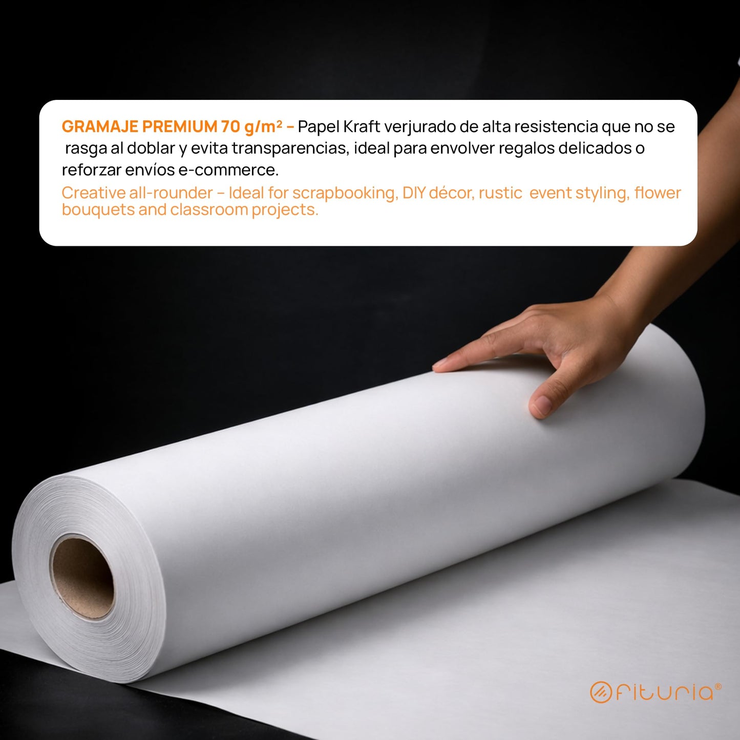 OFITURIA Kraft paper white - roll 0.90 × 10 m - 3 rolls - packaging paper and wrapping paper - craft paper for DIY, decoration and sewing patterns - tear-resistant and easy to cut - COM620-parent2