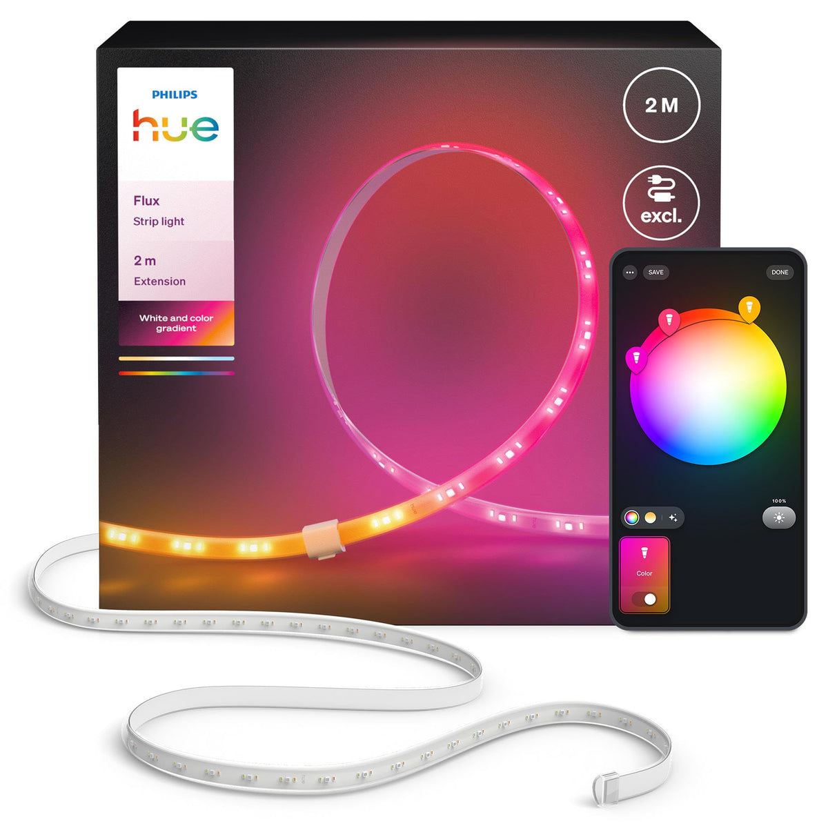 Philips Hue Flux LED Lightstrip, extensie, iluminat interior, 2m - 929004297102