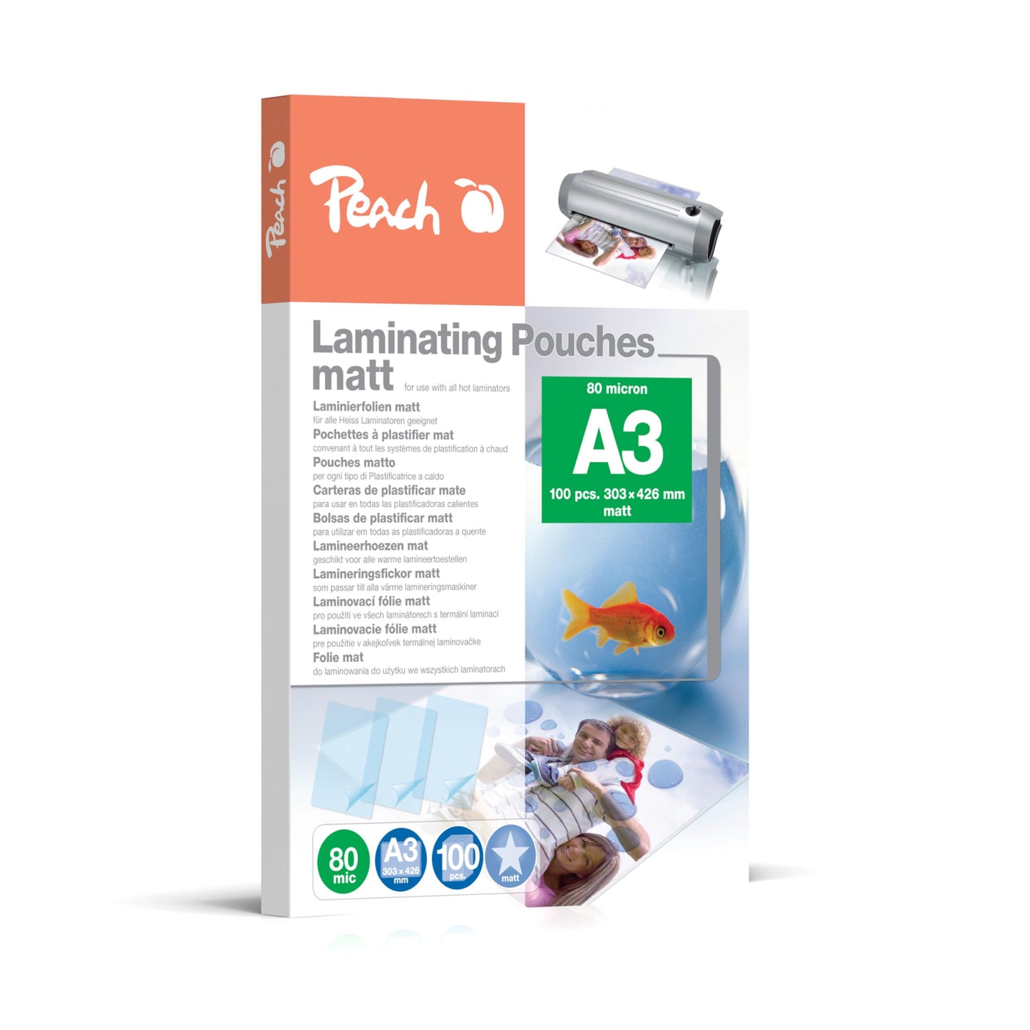 Peach laminating foils A3 matt 100 pieces 2 x 80 mic (160 µm) - writable - S-PP580-15